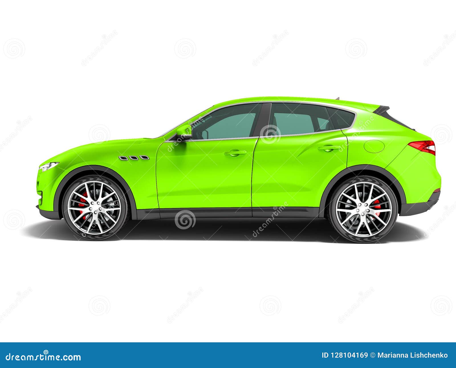 Modern Light Green Crossover Car for Business Trips Side View 3D Render