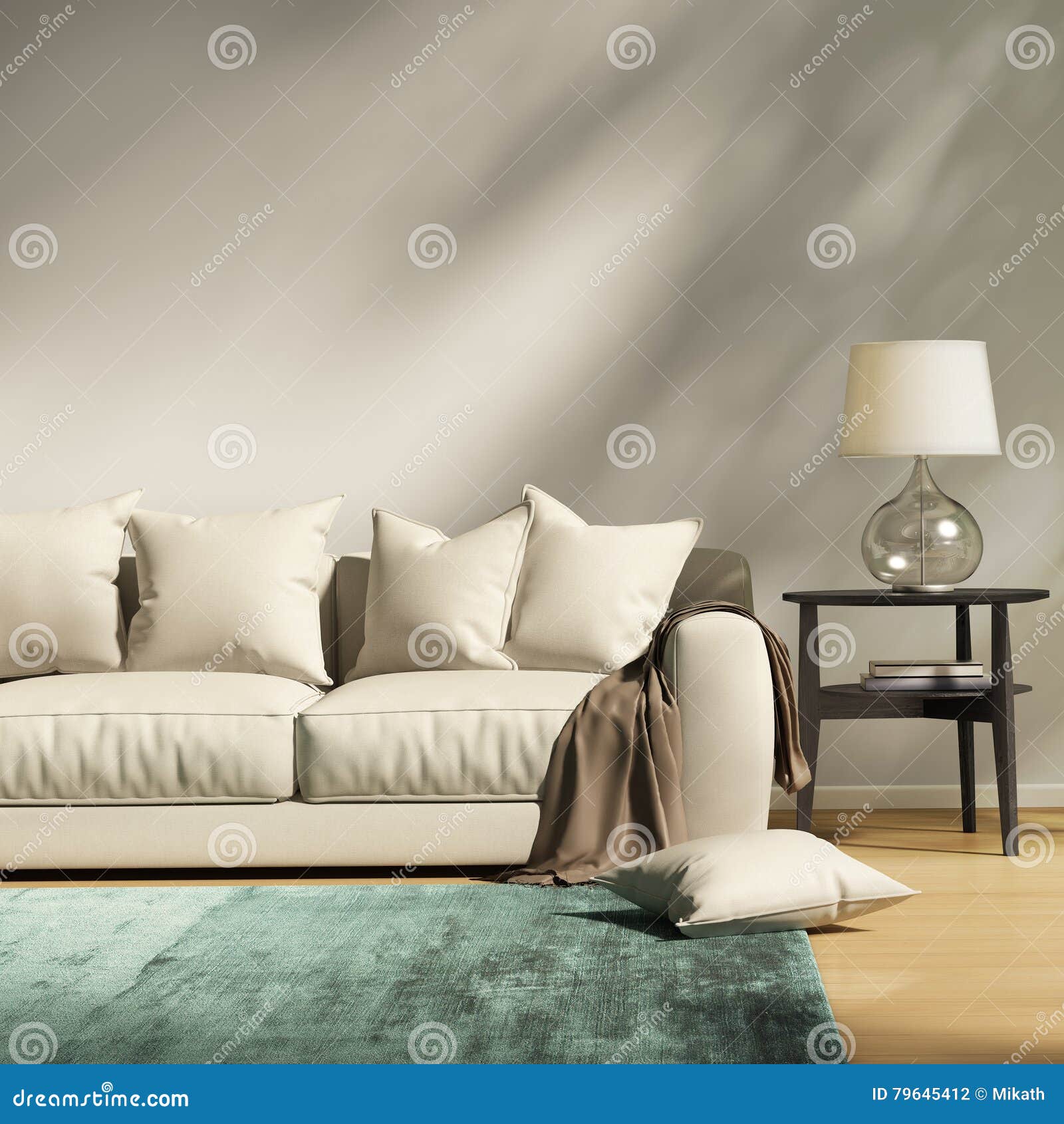 Modern Light Grey Sofa in a Contemprary Living Room Stock Photo Image