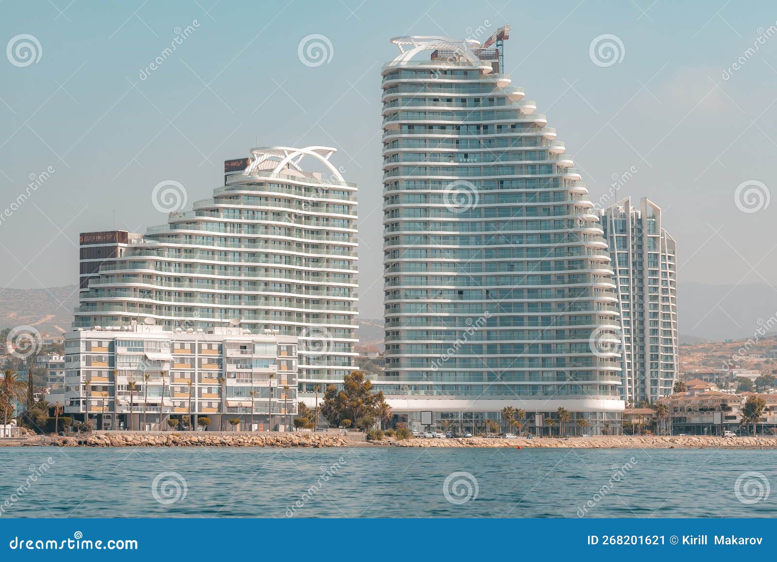 Modern Limassol Shoreline Seen from the Sea. Cyprus Stock Image Image