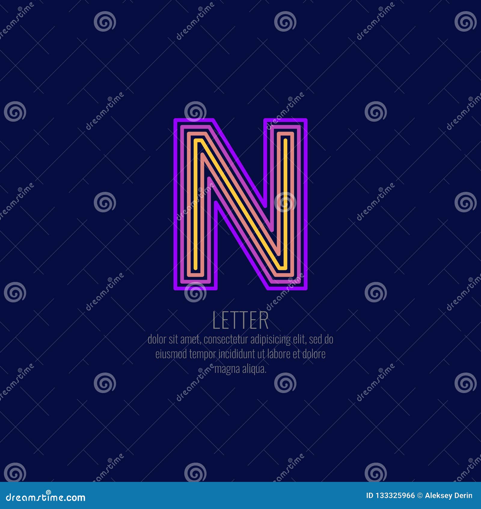 Modern Linear Logo and Sign the Letter N. Stock Vector Illustration