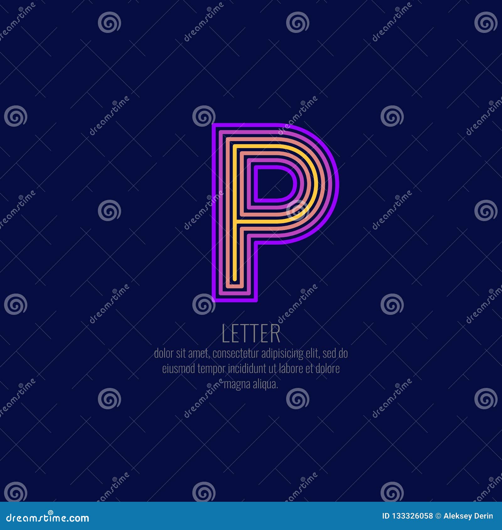Modern Linear Logo and Sign the Letter P. Stock Vector Illustration
