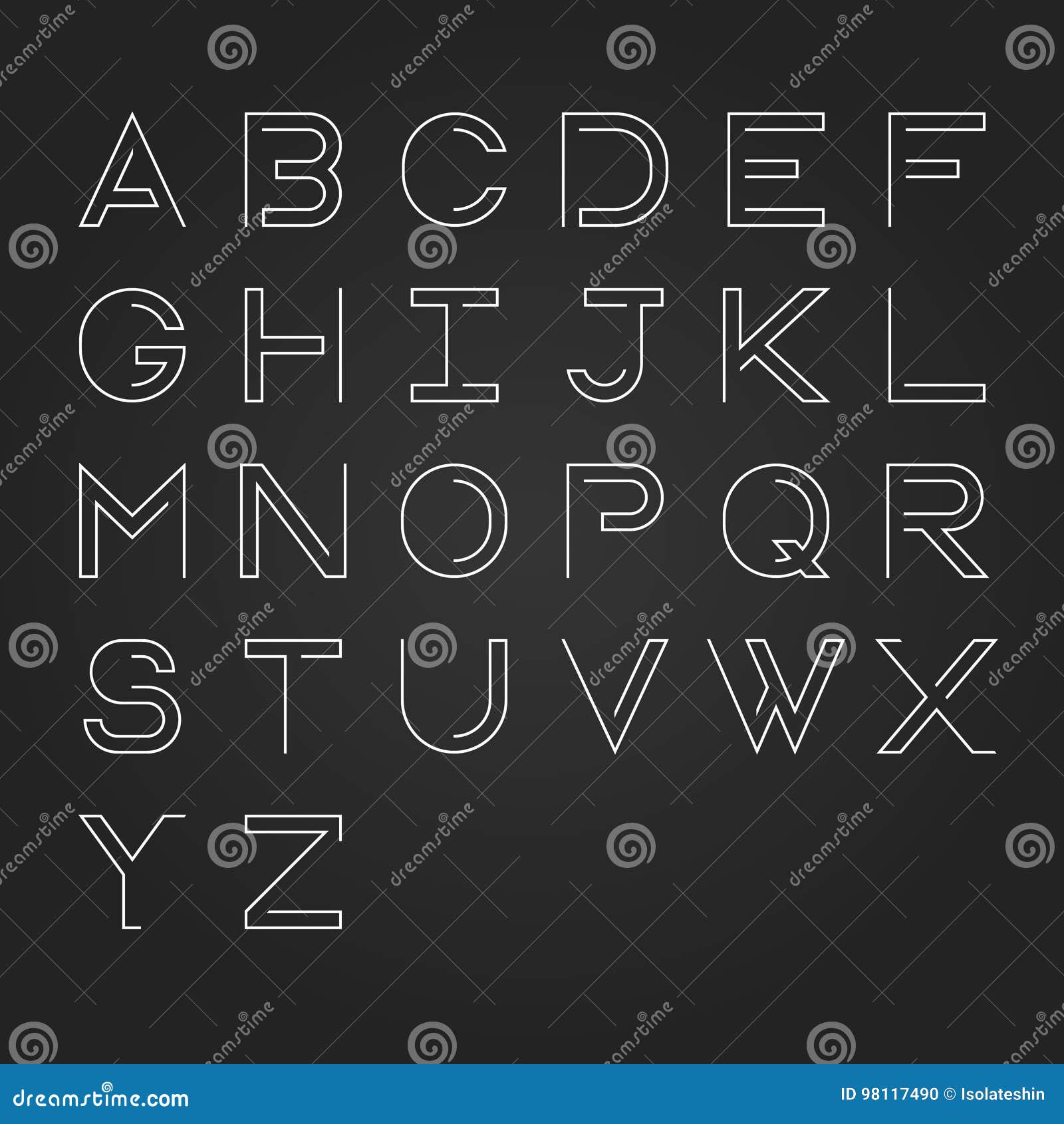 modern linear uppercase alphabet ,minimalist style.
