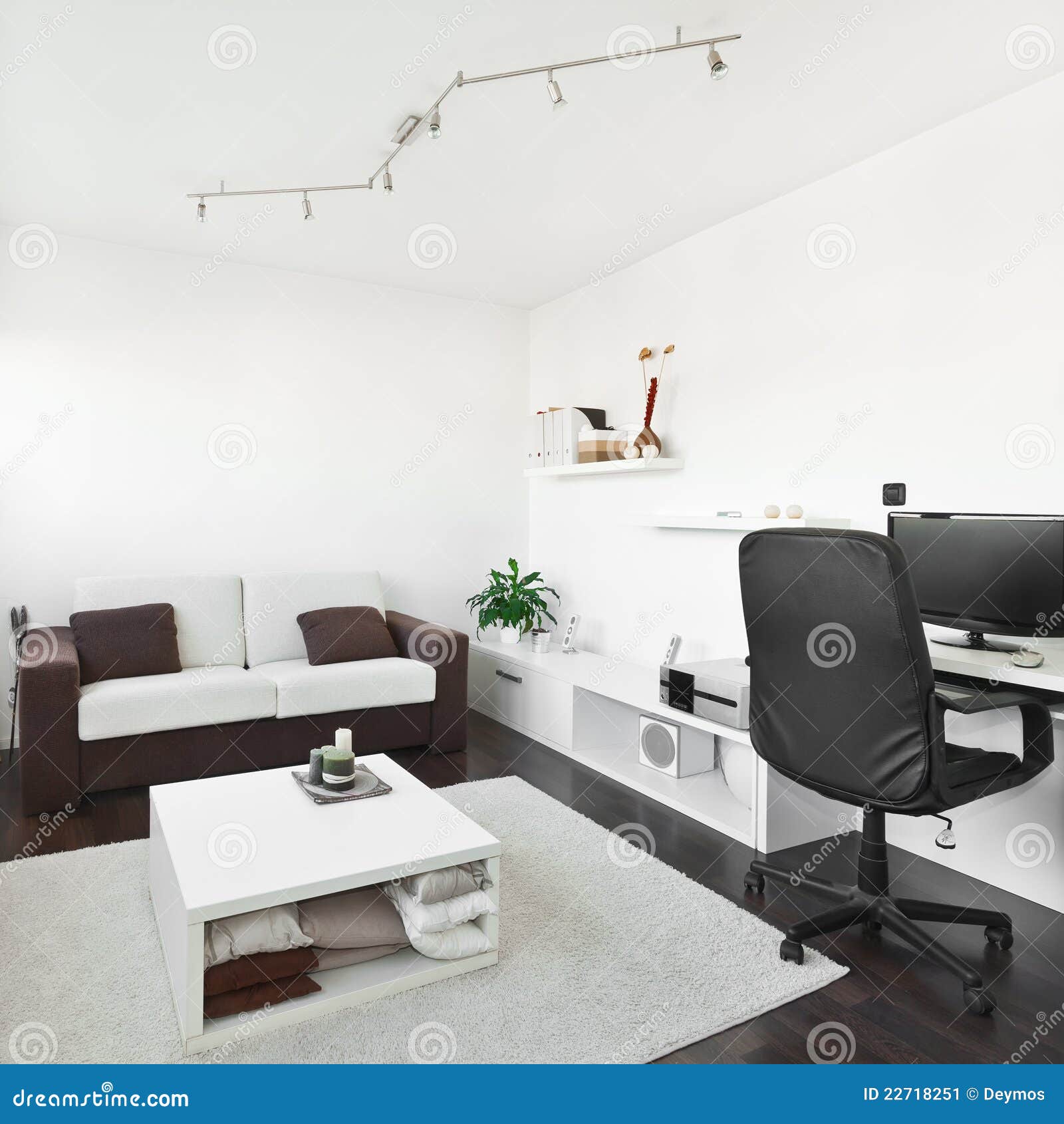 Modern Living Room With Computer Desk Stock Image Image 22718251