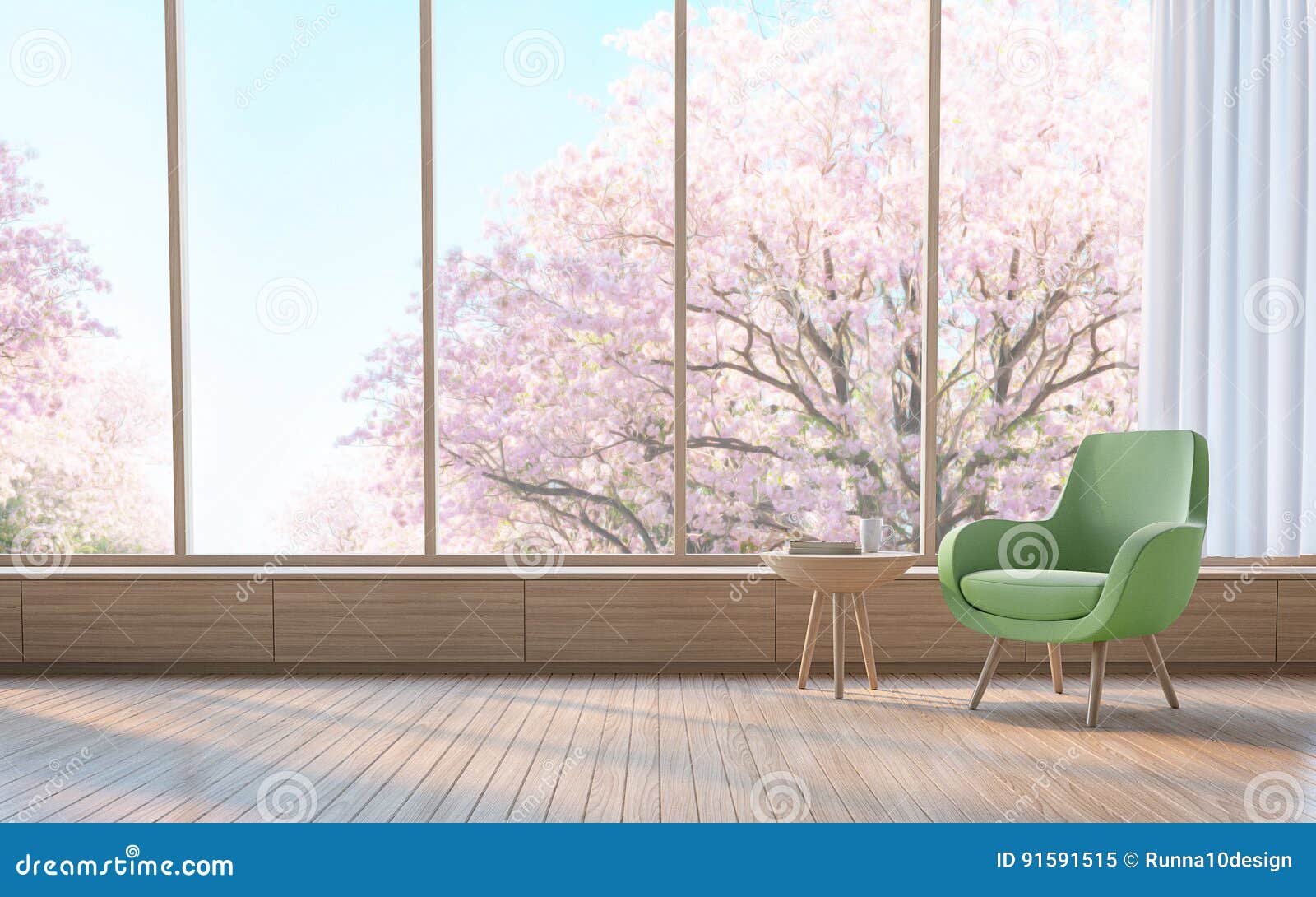 modern living room decorate room with wood 3d rendering image