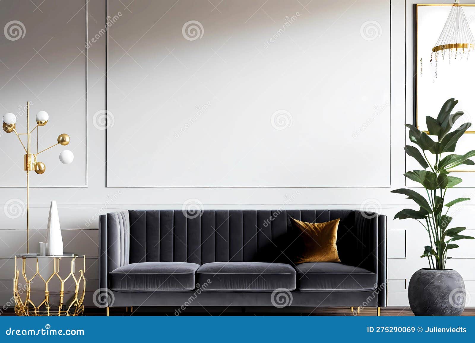 Modern Living Room with Gray Sofa. Generative Ai Stock Image Image of