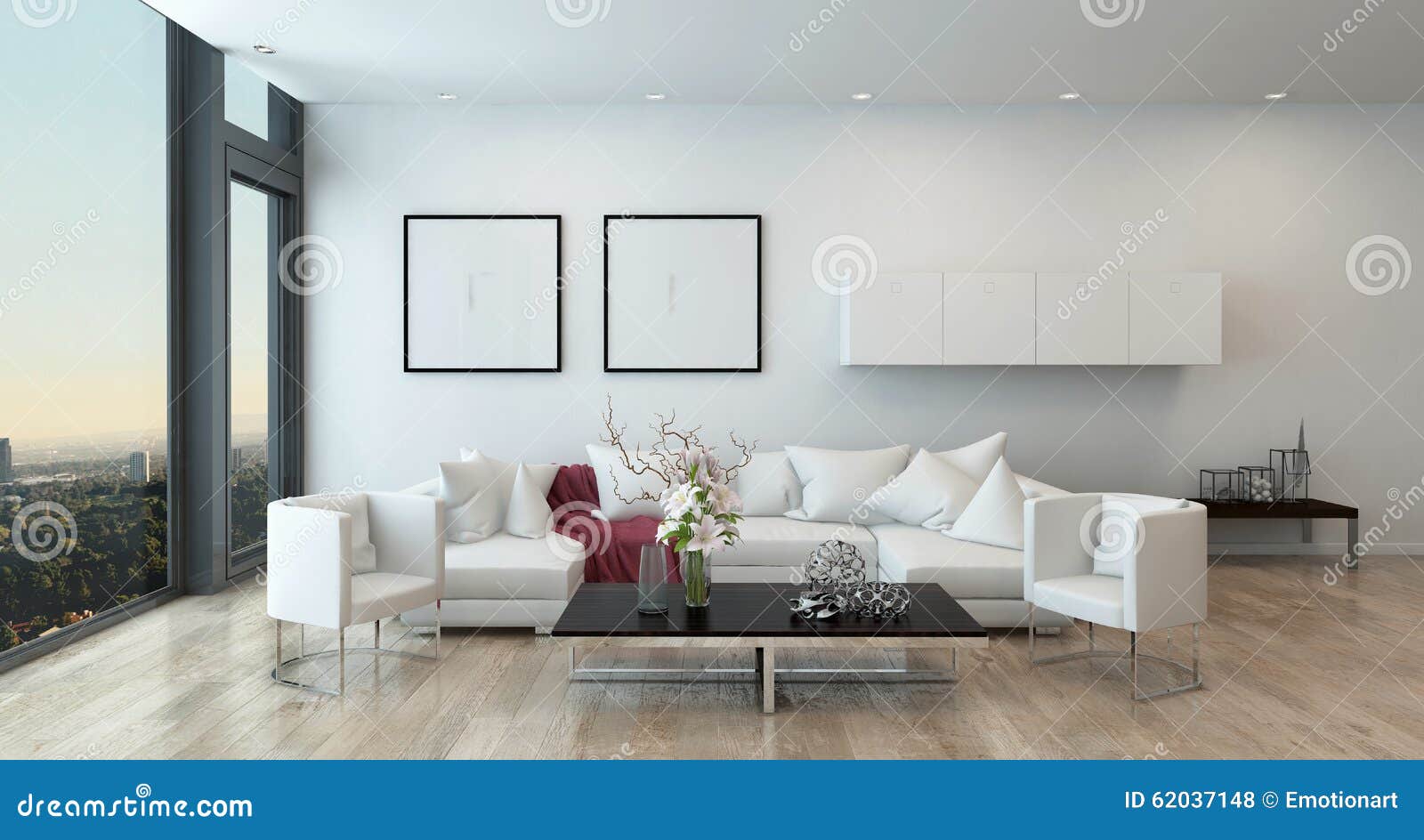 Modern Living Room In High Rise Condominium Stock Illustration -  Illustration Of Contemporary, Room: 62037148