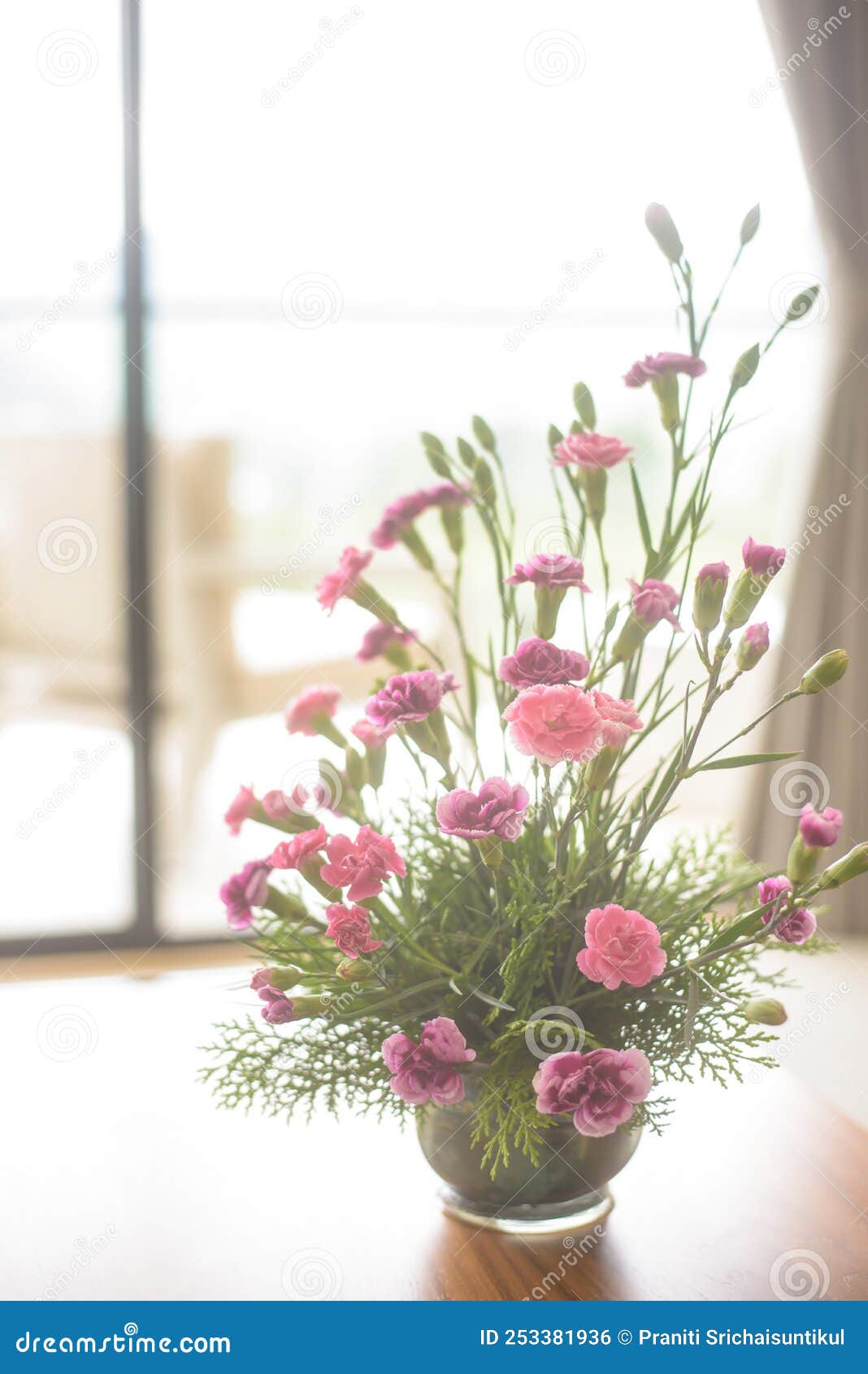 Modern Living Room Interior Design with Artificial Flower Vase Stock