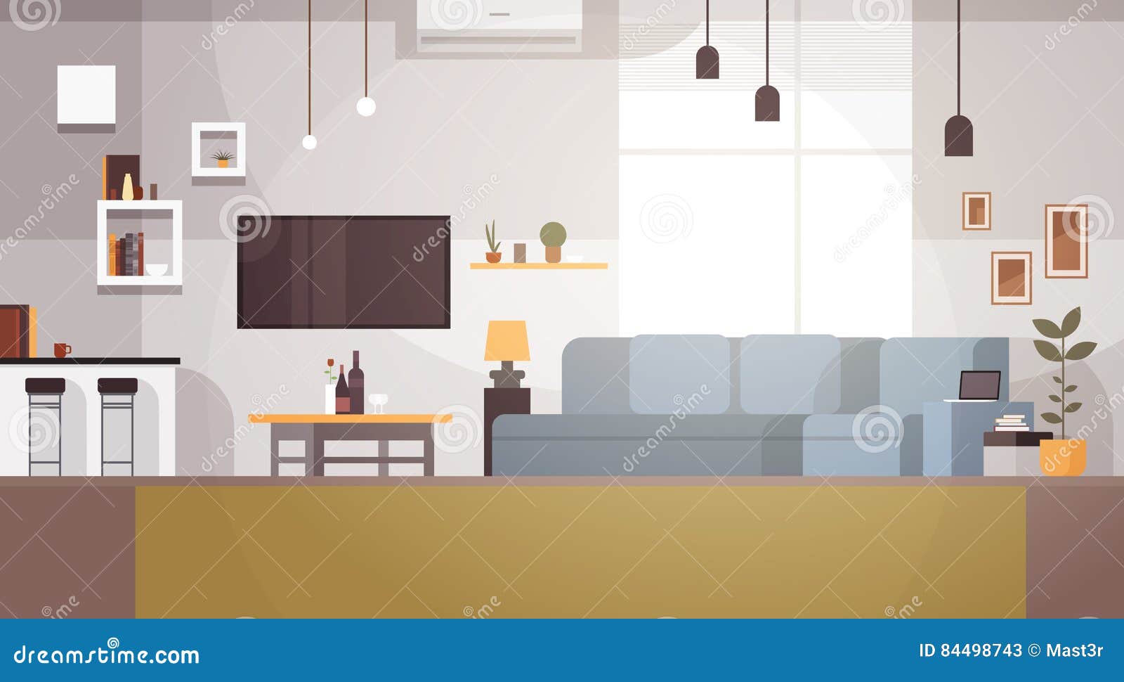 Modern Living Room Interior Empty No People House Stock Vector Illustration of comfortable