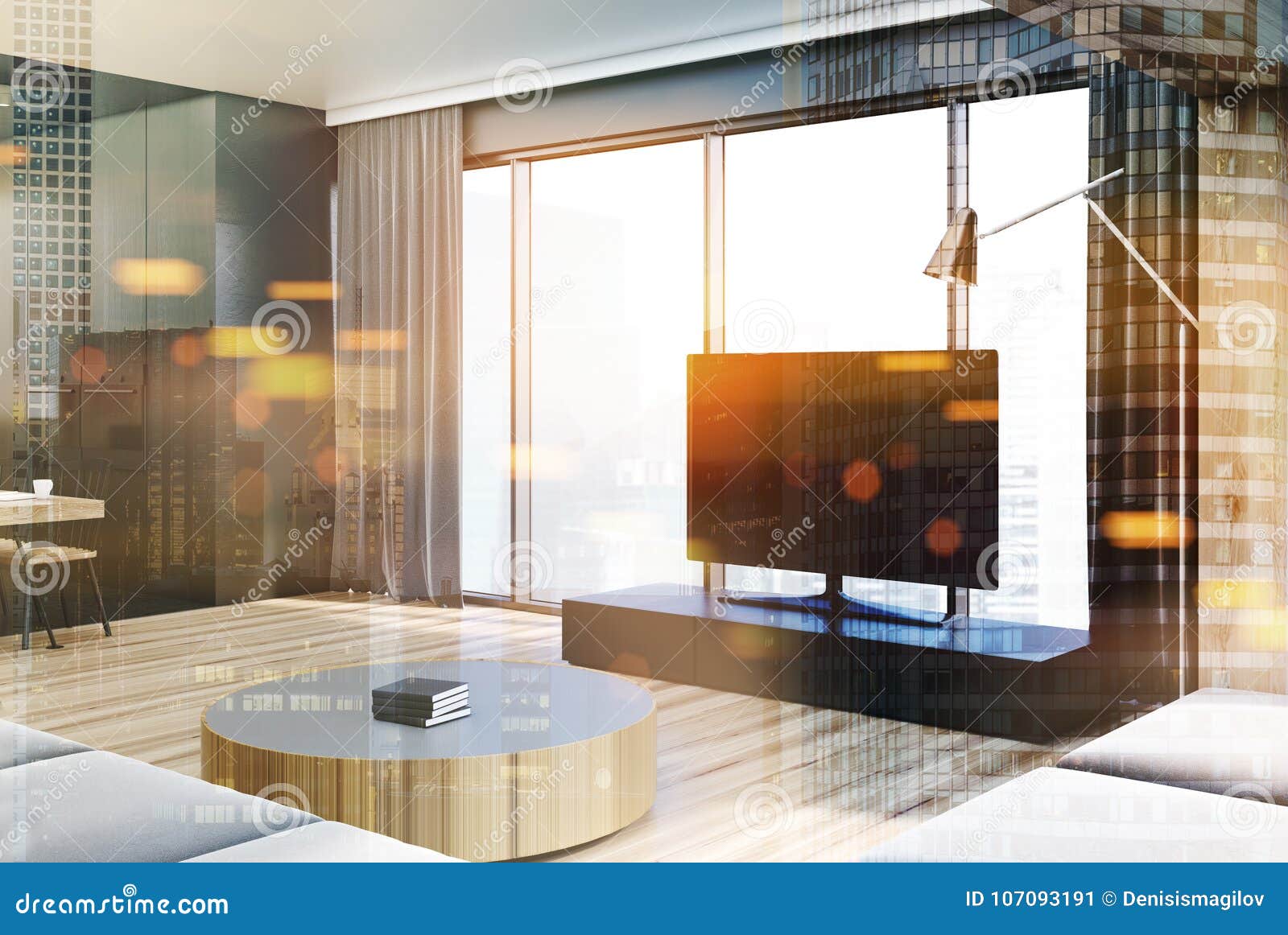 Modern Living Room Interior, TV Set Toned Stock Illustration - Illustration  of modern, filter: 107093191