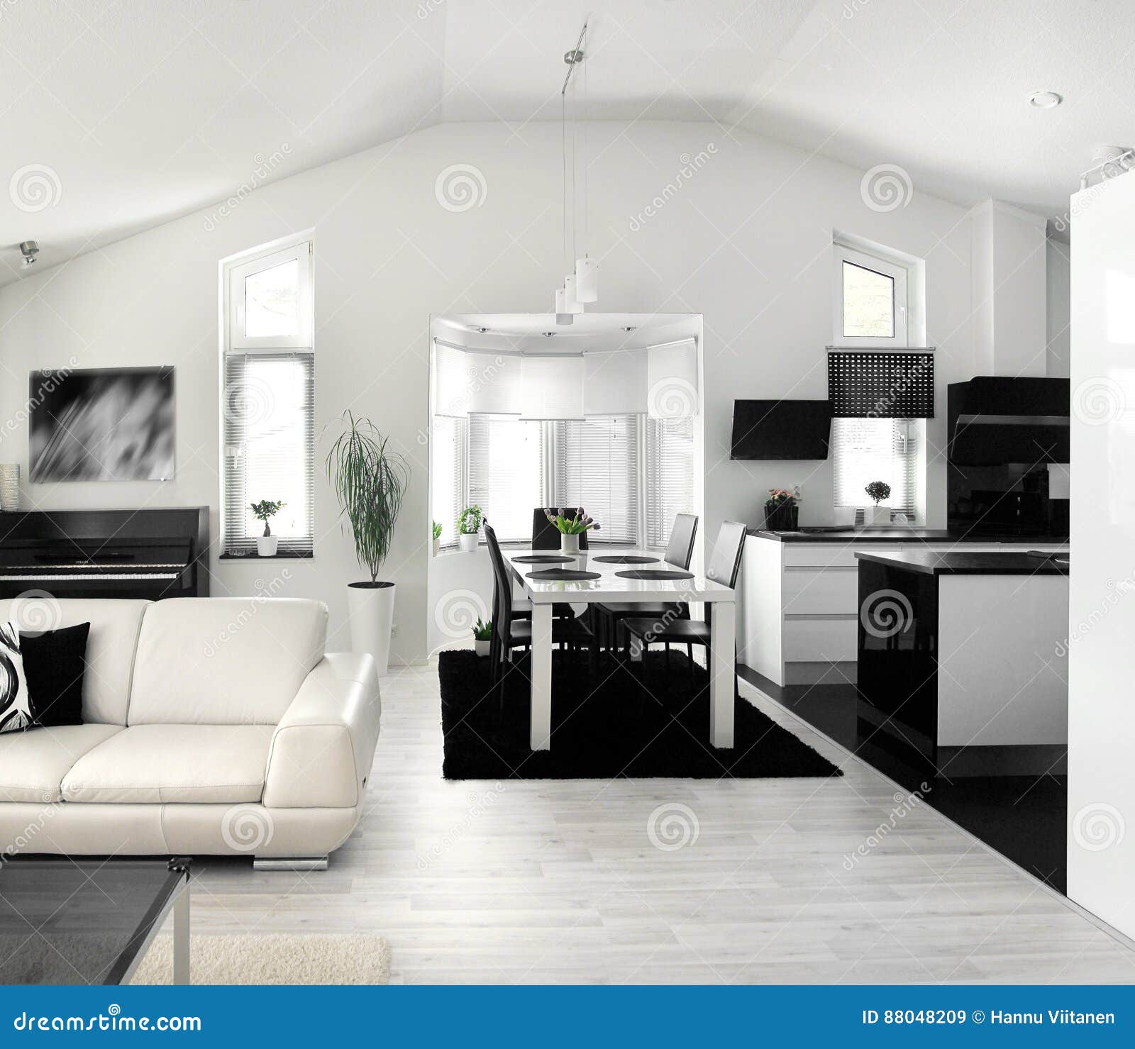 Modern Living Room Kitchen Combination Stock Image Image of furniture