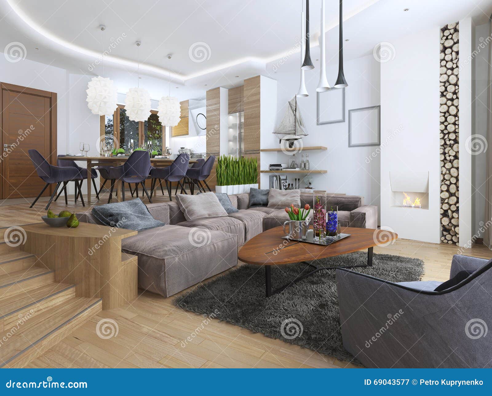 modern living room in a loft style. stock photo - image: 69043577 modern living room in a loft style. stock photo - image: 69043577