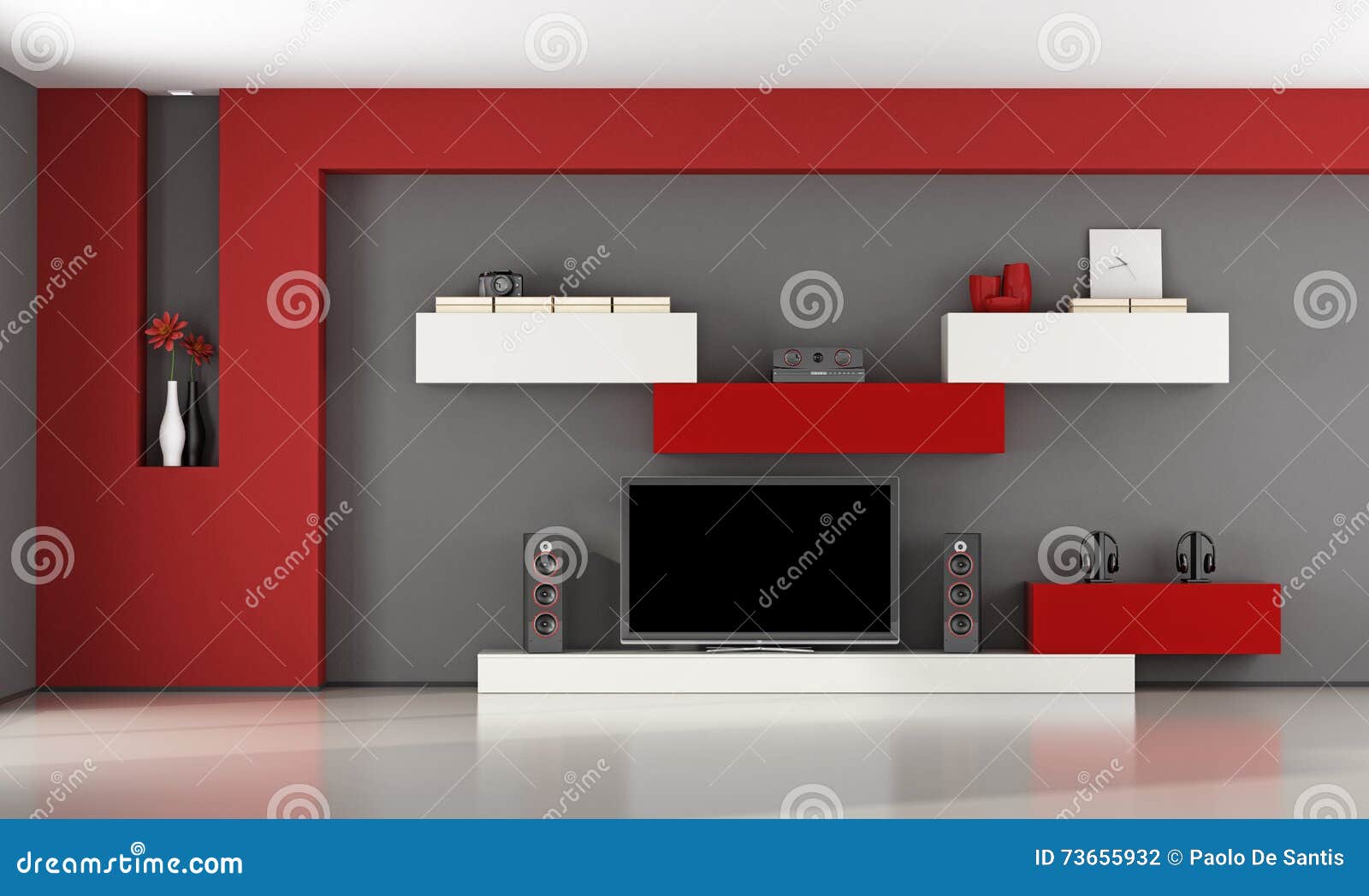 Modern Living Room With TV Set Stock Illustration Image 73655932