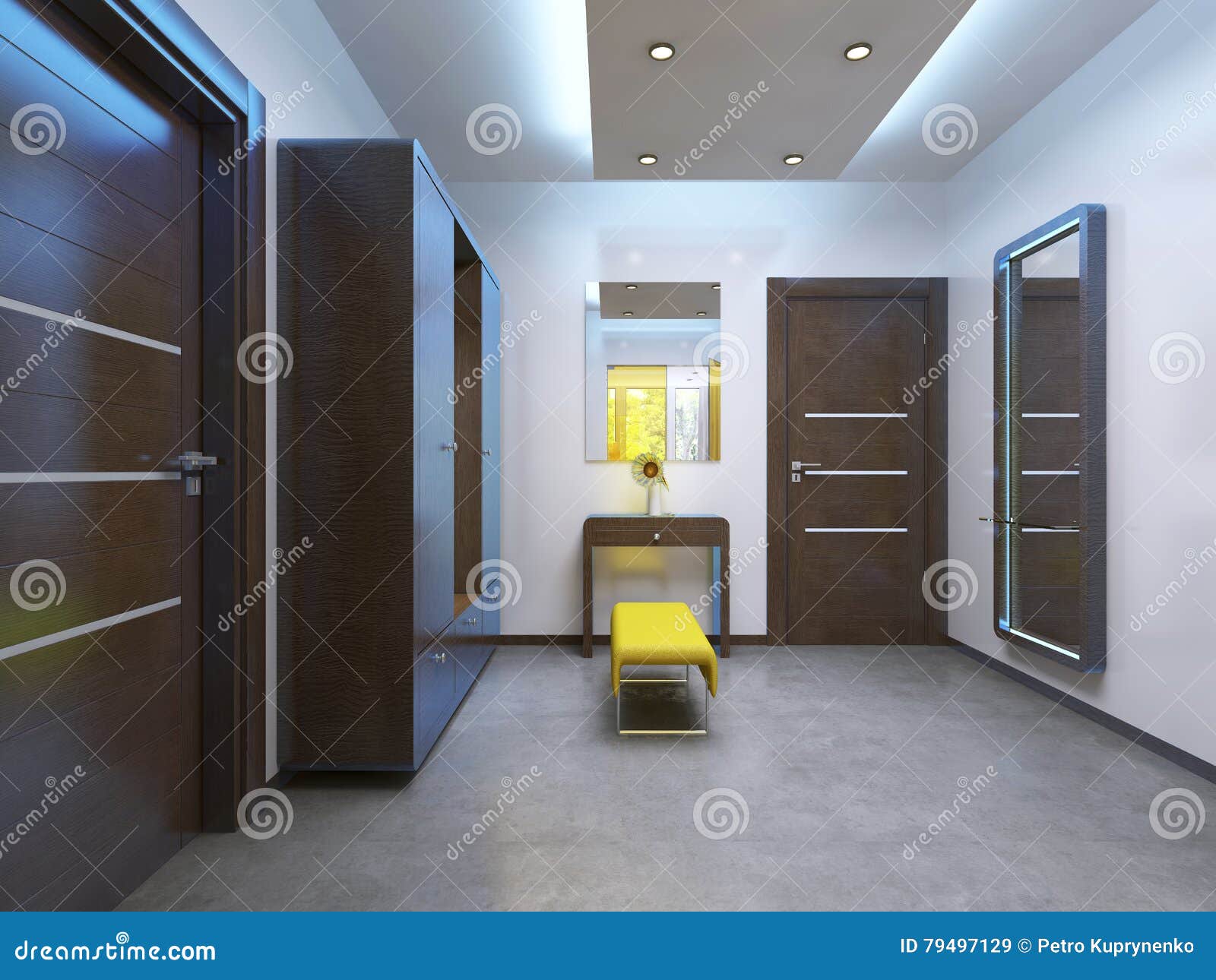 Modern Lobby Hallway In The Contemporary Style Stock