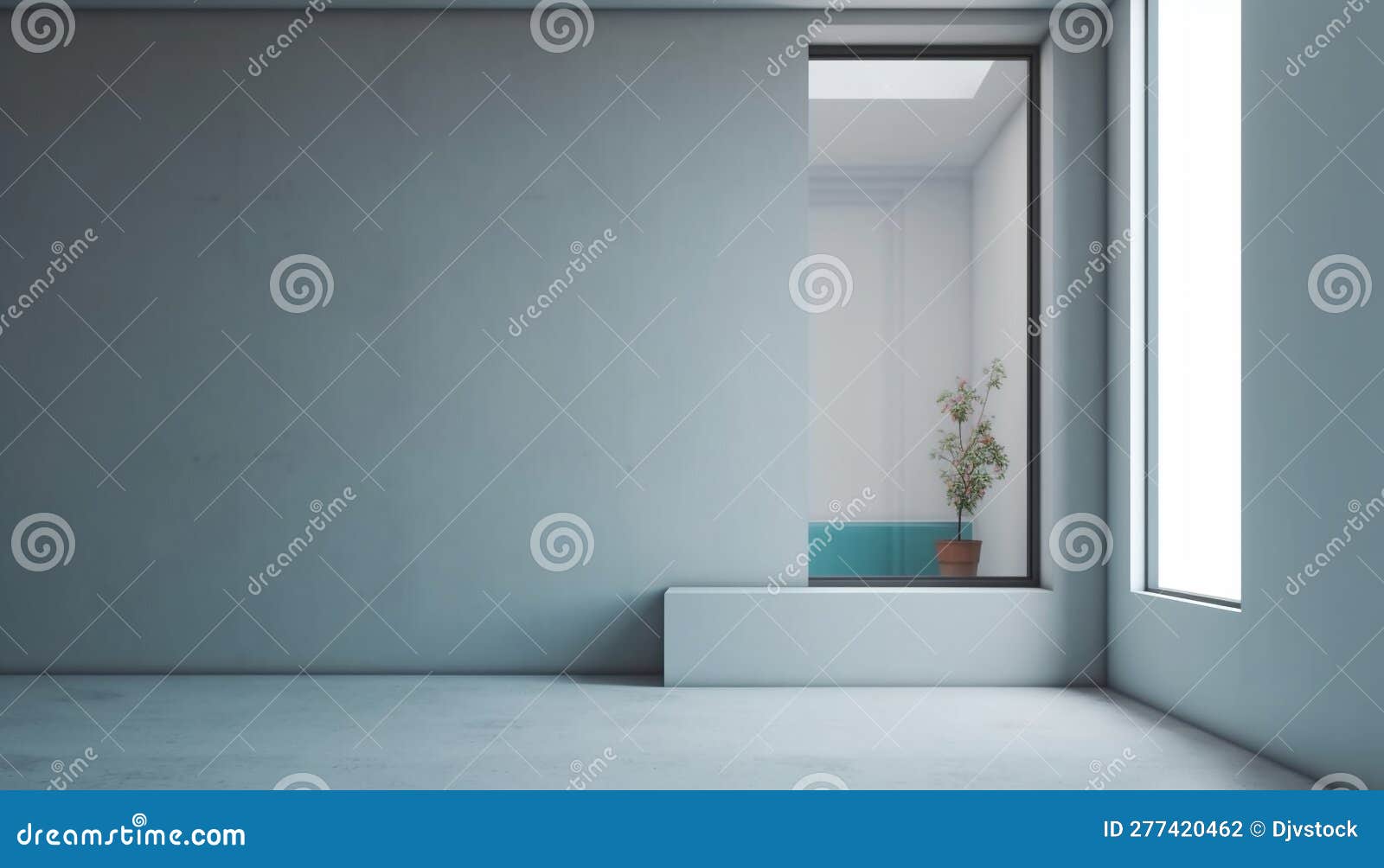 Modern Loft Apartment with Bright Blue Decor Generated by AI Stock