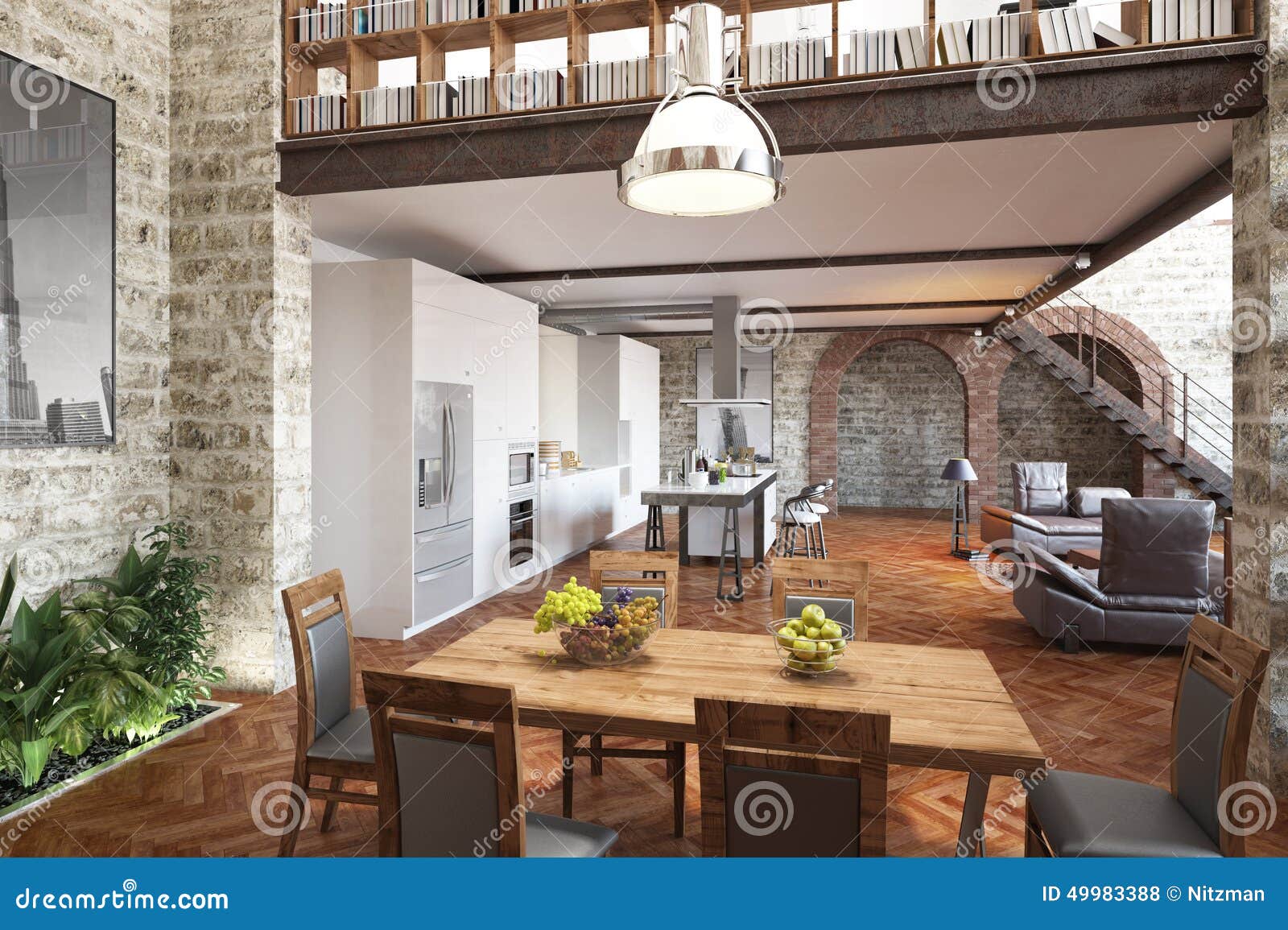 Modern Loft stock illustration. Illustration of interior - 49983388