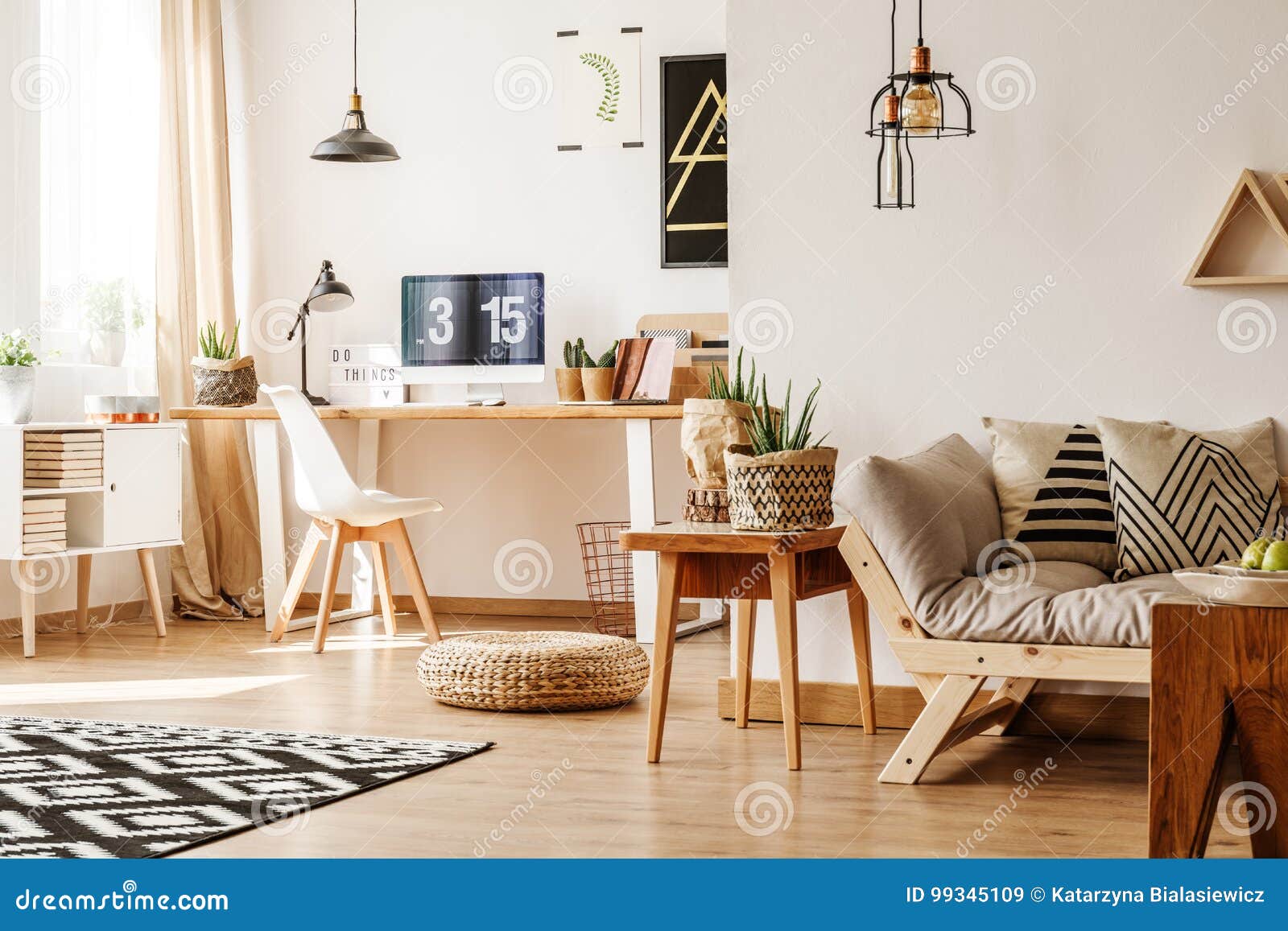 Modern Loft With Natural Accessories Stock Image Image Of