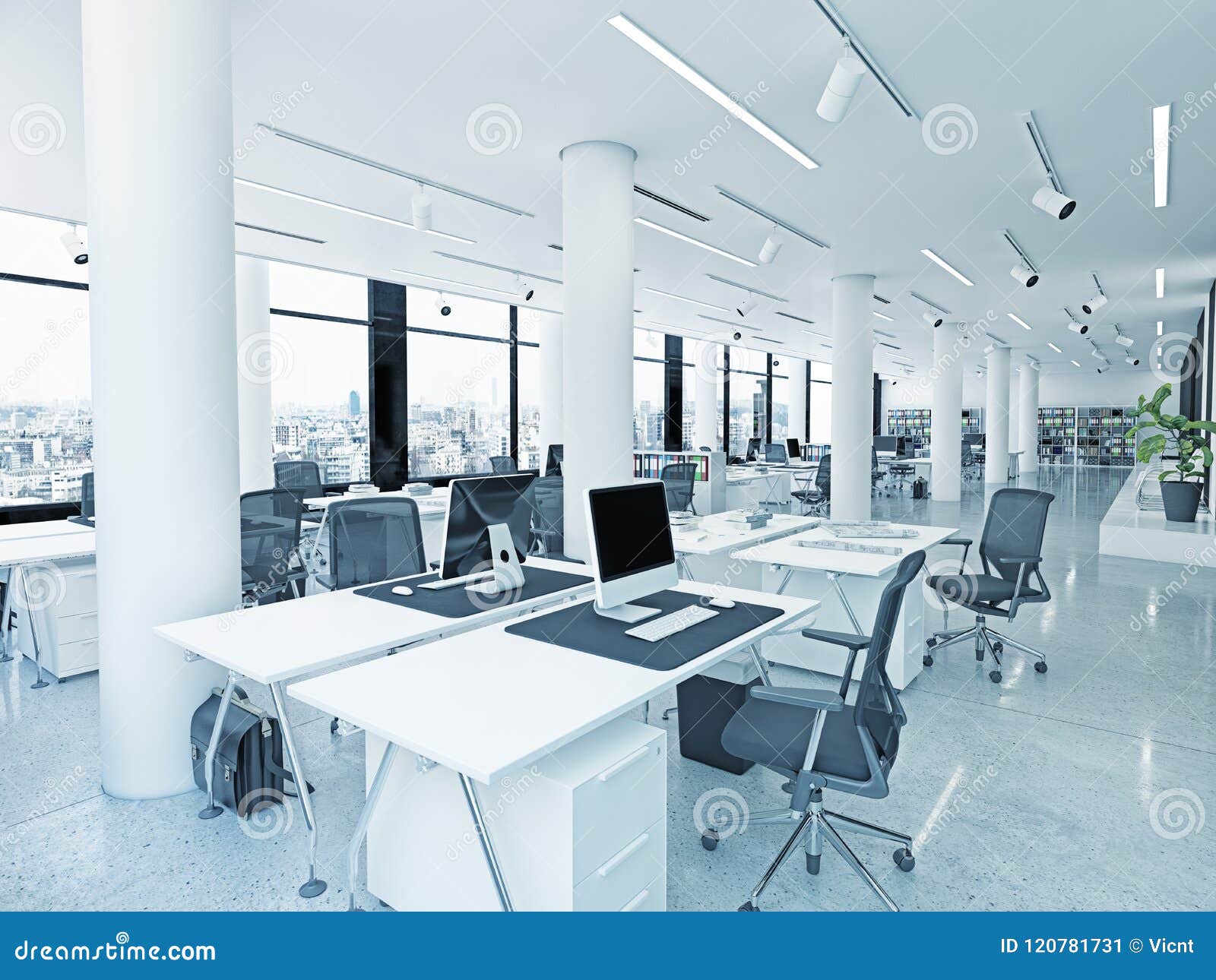 Modern Loft Office Interior Stock Illustration Illustration Of