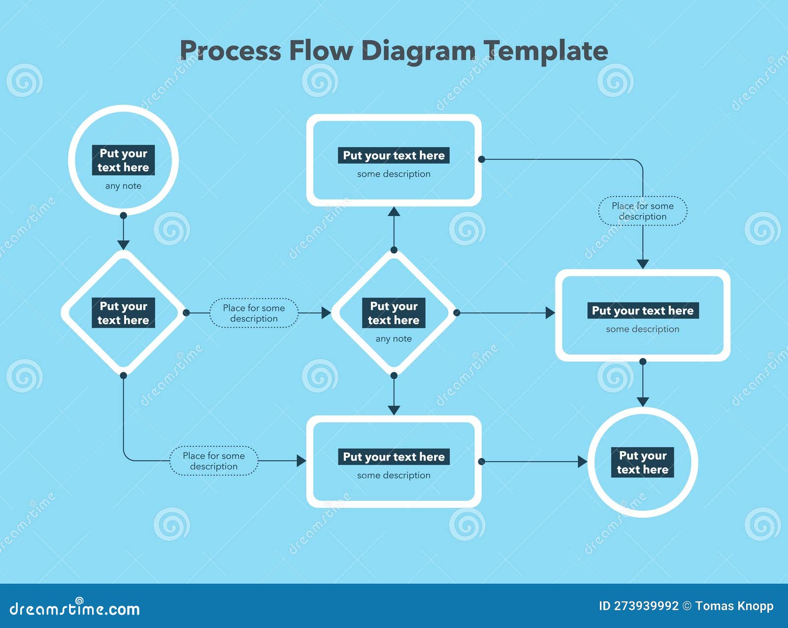 Modern Looking Template for Process Flow Diagram - Blue Version Stock ...