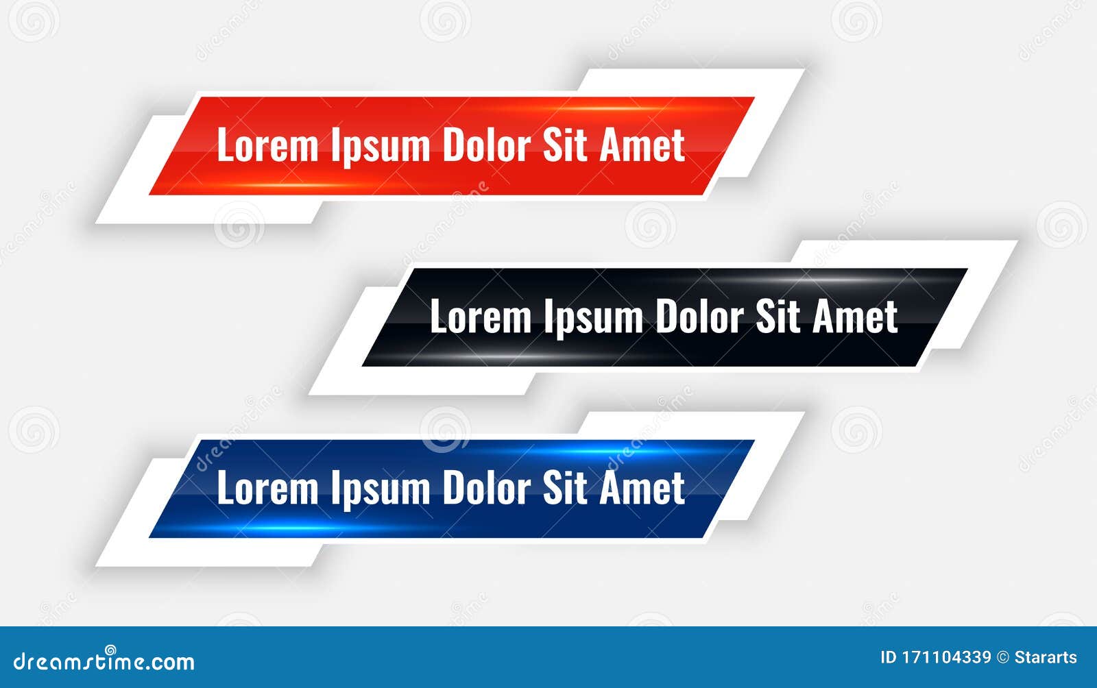 modern lower thirds banner set in three colors