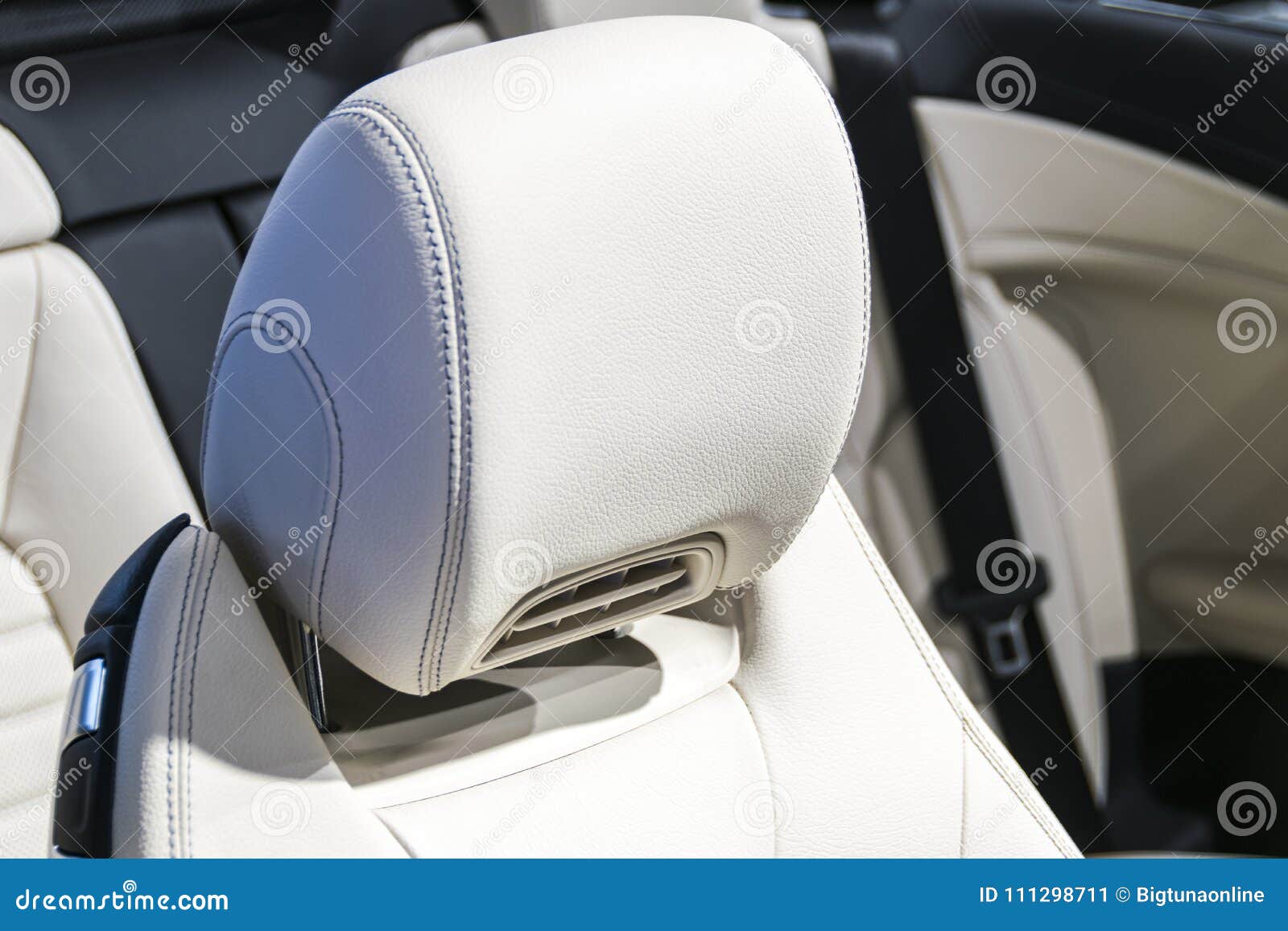 Modern Luxury Car Perforated Stitched White Leather Interior