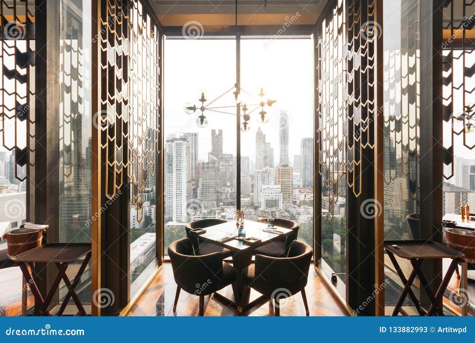 Modern Luxury Decorated Interior Restaurant That Can View