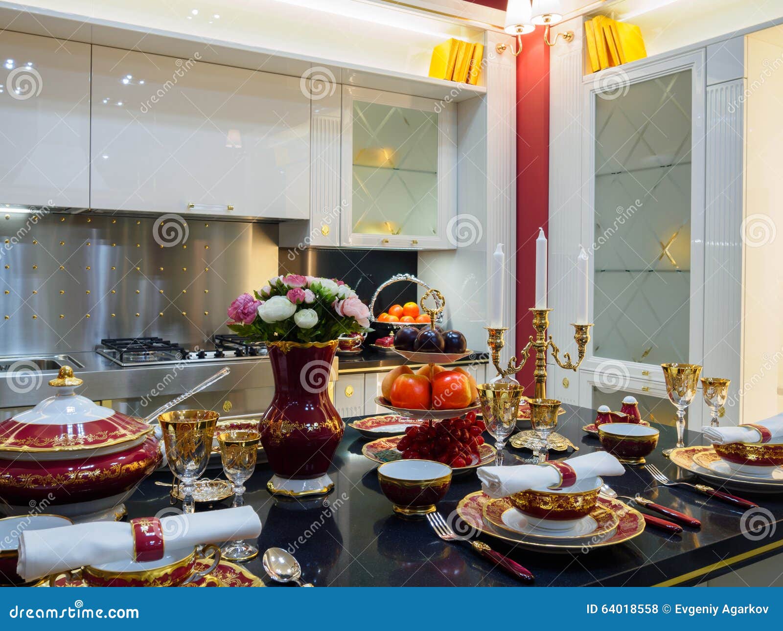 Modern Luxury Kitchen with Accessories Stock Photo Image of indoor, accessories 64018558