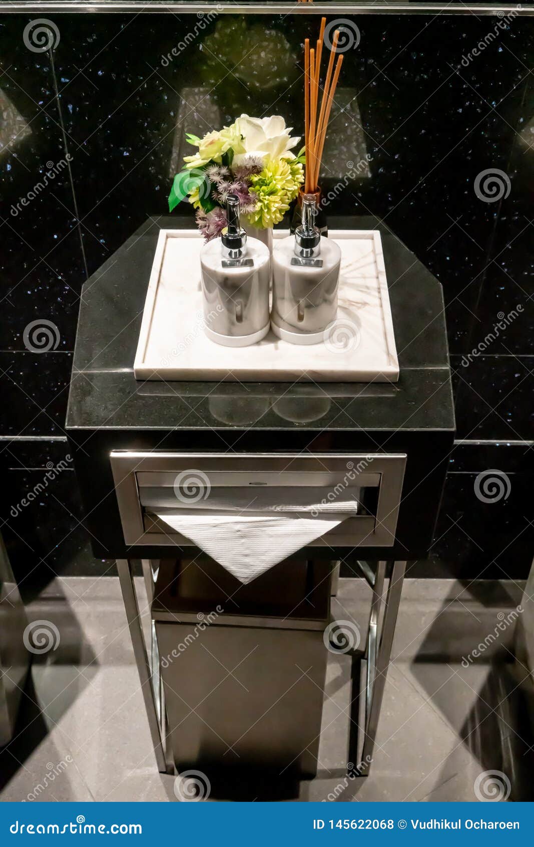 Modern And Luxury Soap And Lotion Marble Dispenser In Luxury Bathroom Stock Photo Image Of Hotel Clean 145622068