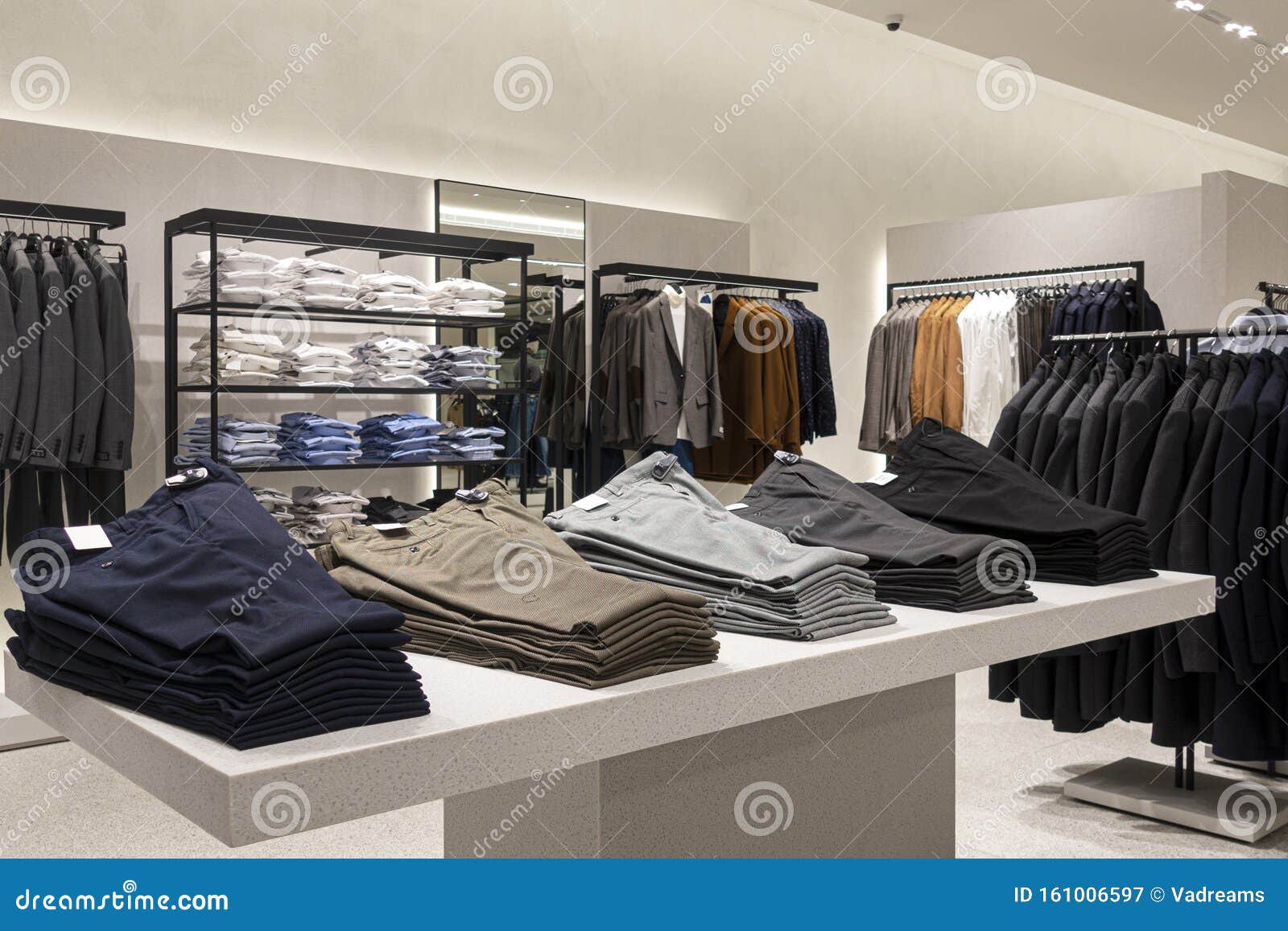 Modern Luxury Store with Mens Clothing Inside Shopping Center Stock ...