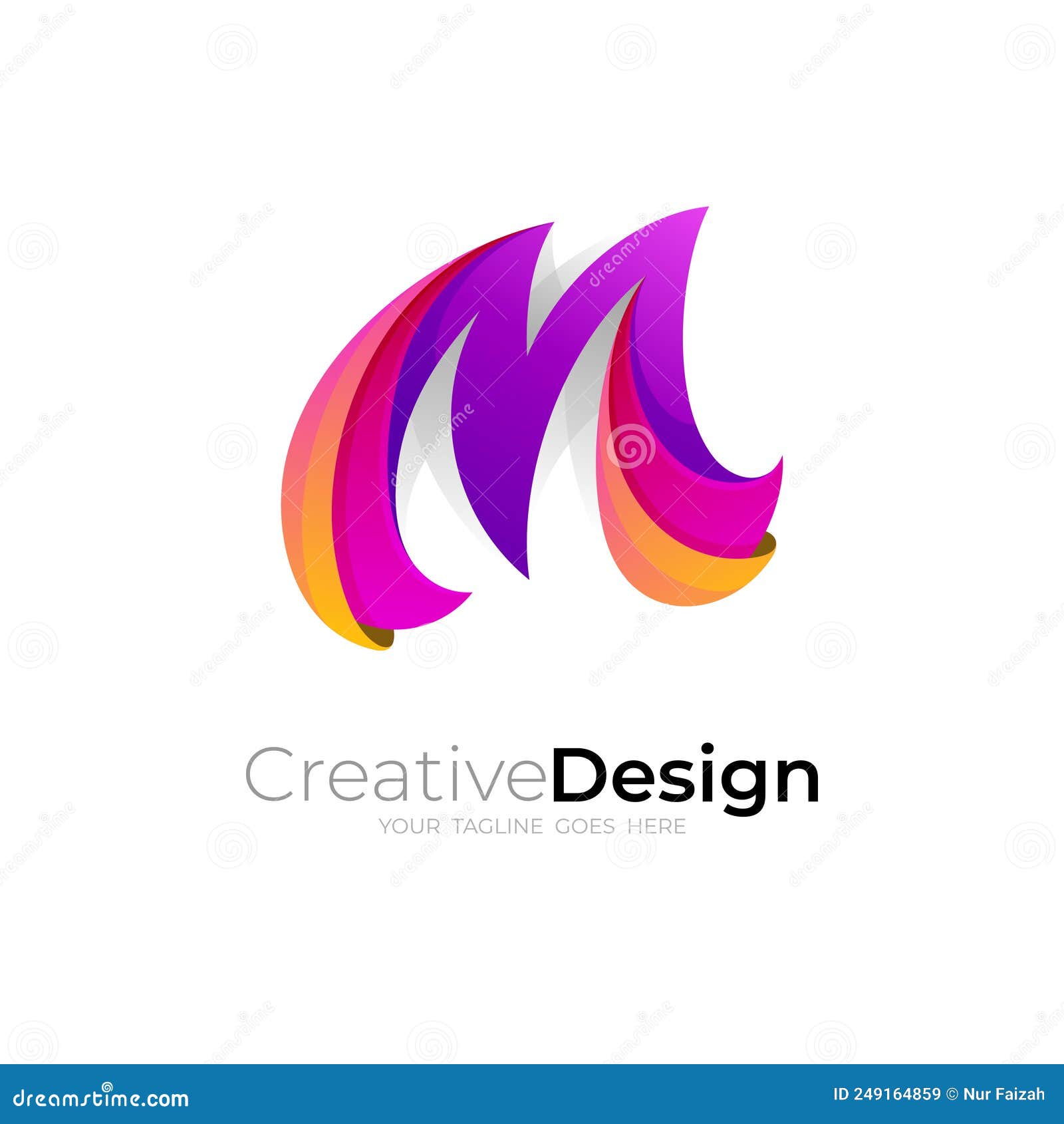 Modern M Logo Design Vector, 3d Colorful Logos Stock Vector