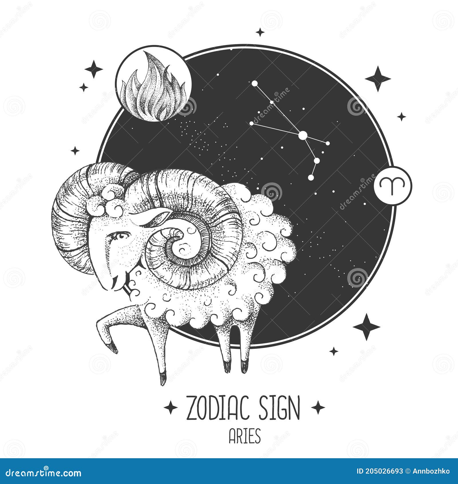 Modern Magic Witchcraft Card with Astrology Aries Zodiac Sign ...