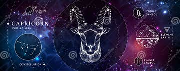Modern Magic Witchcraft Card with Astrology Capricorn Zodiac Sign ...
