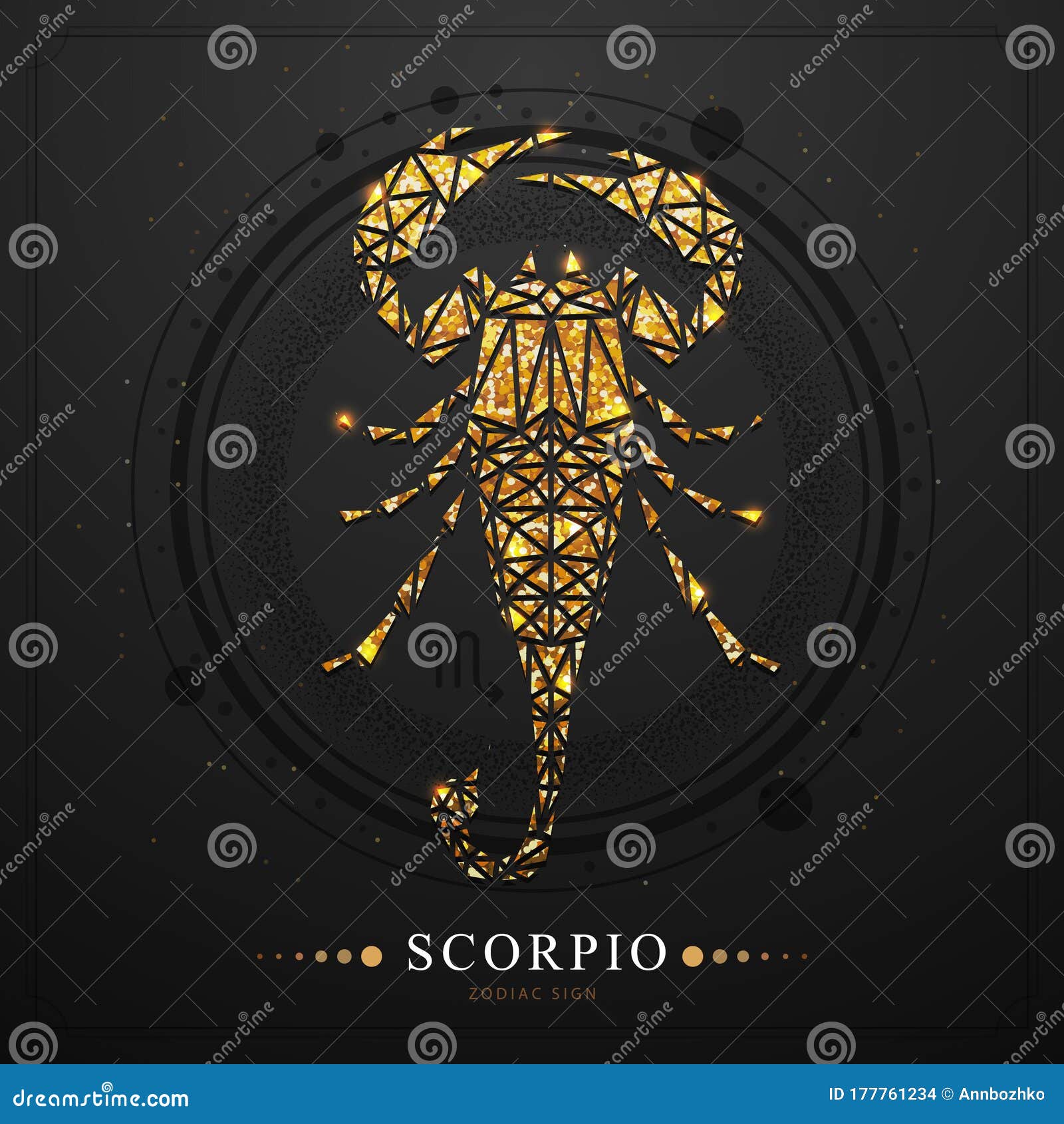 Modern Magic Witchcraft Card with Astrology Golden Scorpio Zodiac Sign ...