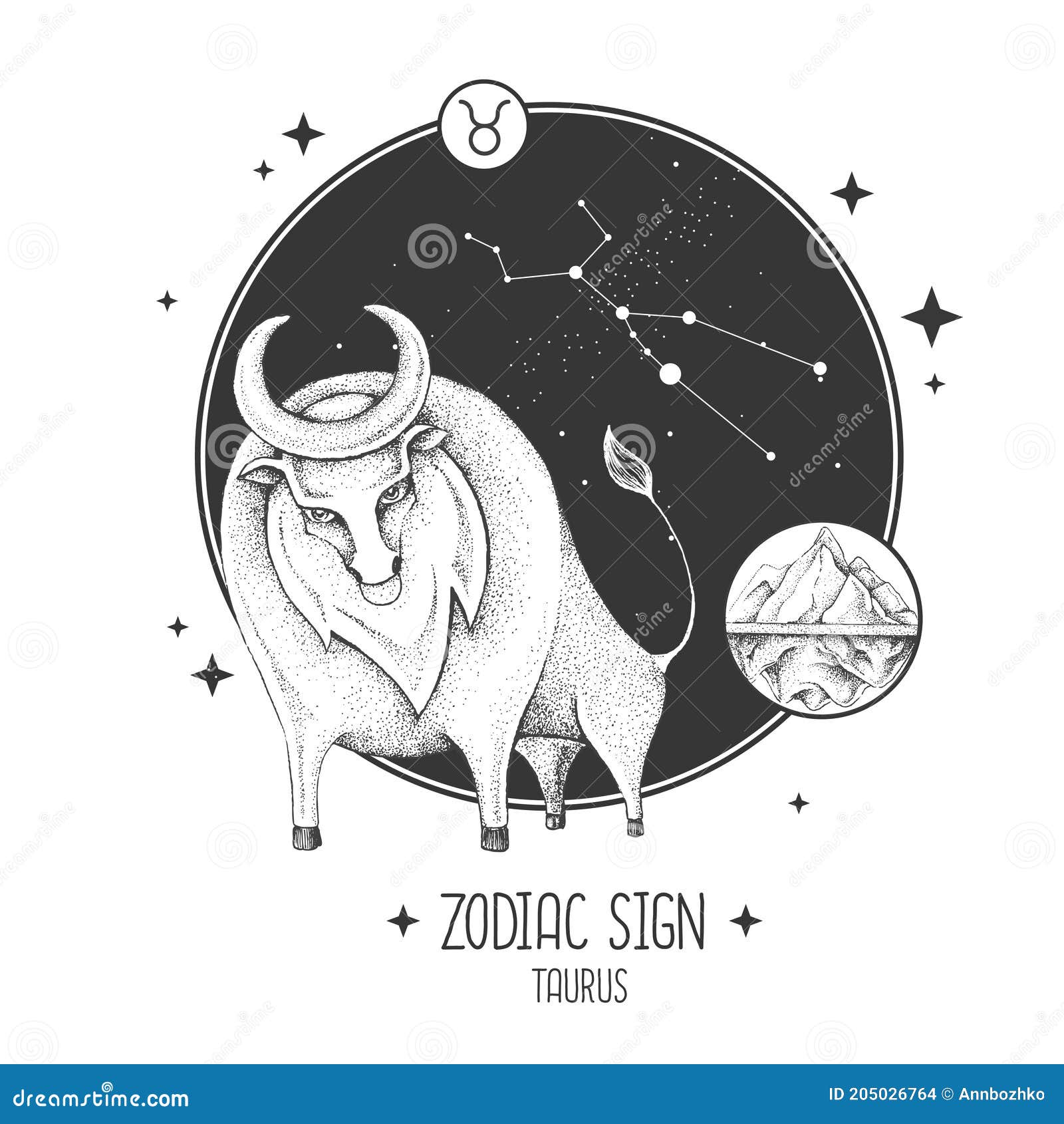 Modern Magic Witchcraft Card with Astrology Taurus Zodiac Sign ...