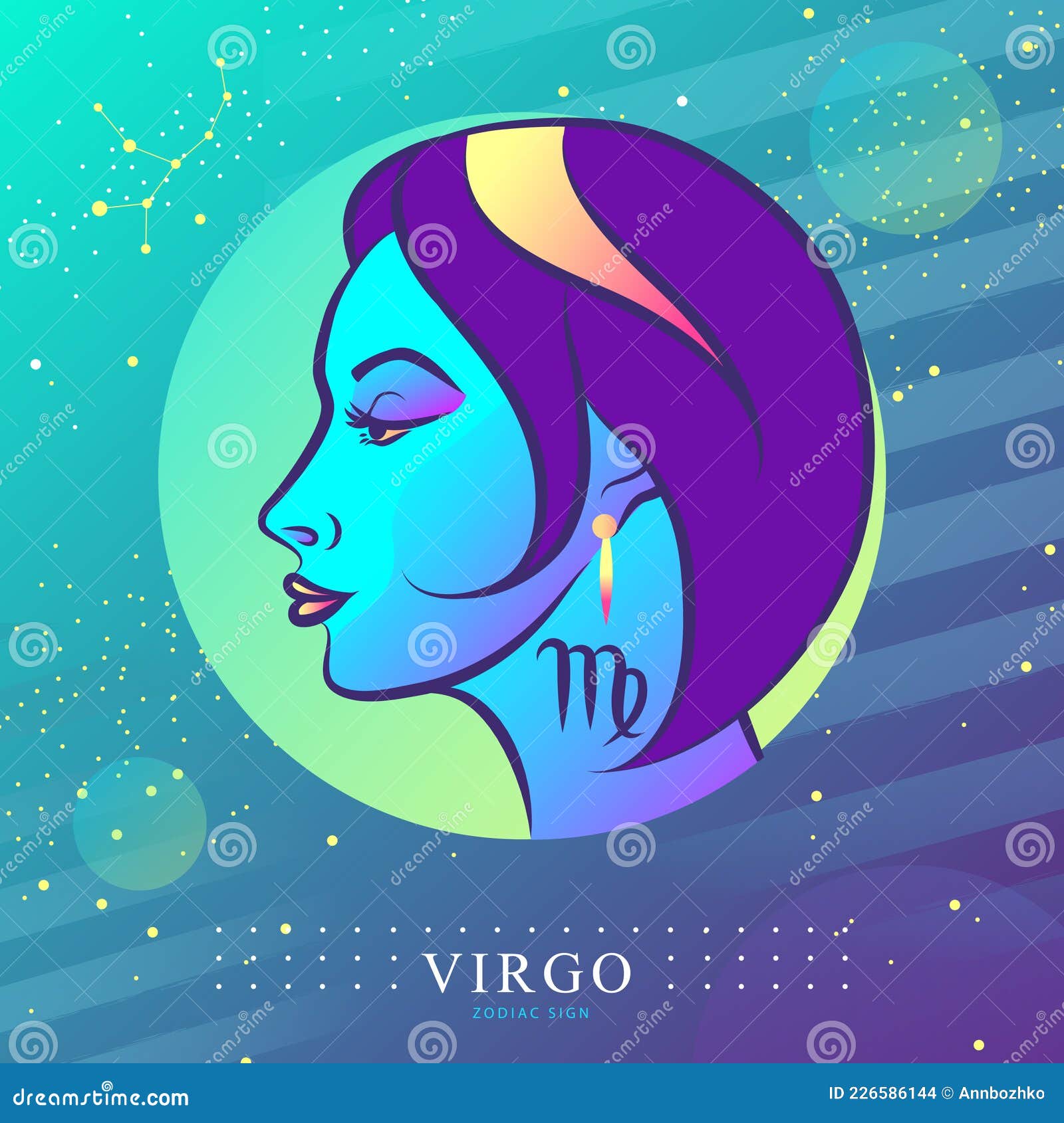 Modern Magic Witchcraft Card with Astrology Virgo Zodiac Sign. Woman ...