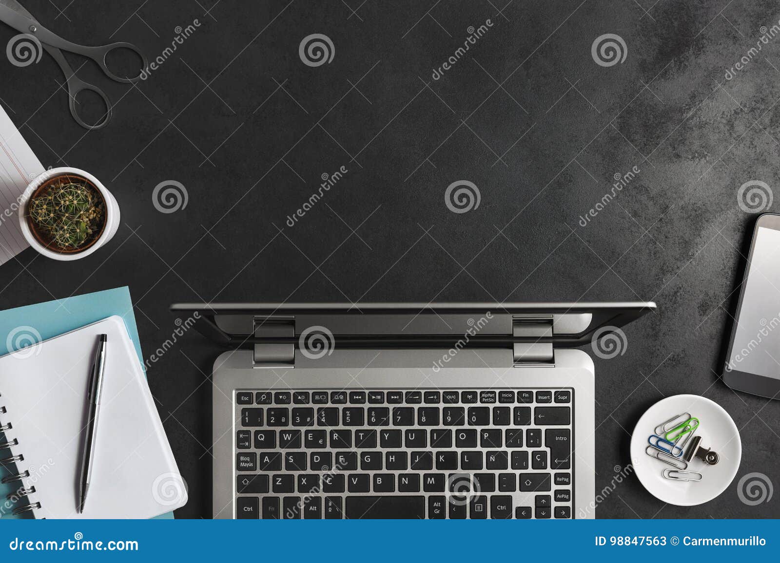 Modern Man S Business Desk From Above Stock Image Image Of