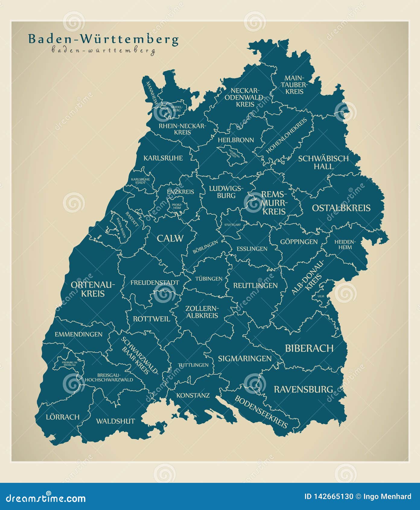 Modern Map Baden Wuerttemberg Map Germany Counties Labels Modern Map Baden Wuerttemberg Map Germany Counties 142665130 