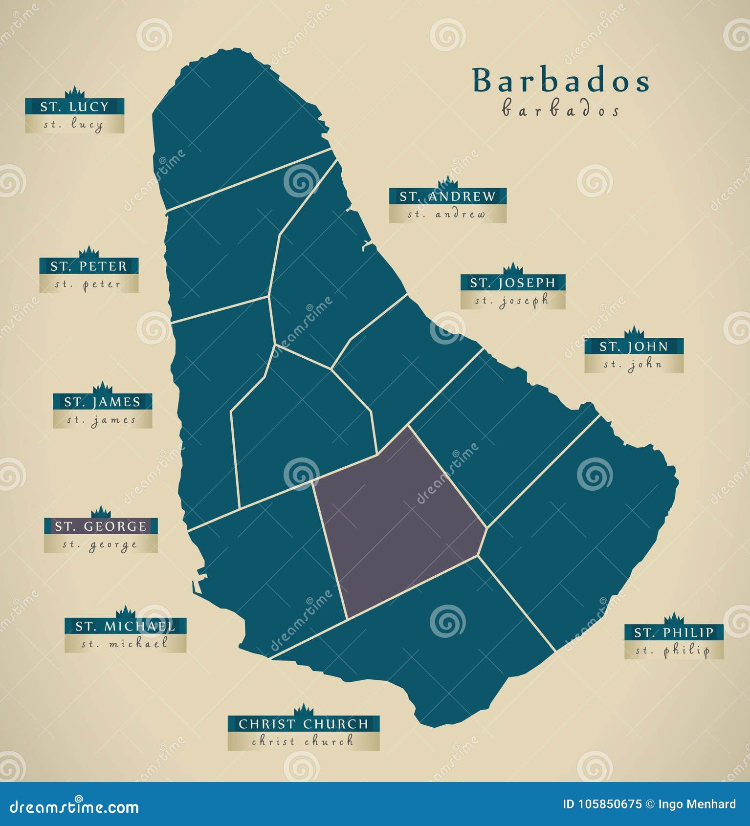 Modern Map Barbados Detailed Parishes Bb Modern Map Barbados Detailed Parishes Bb Illustration 105850675 