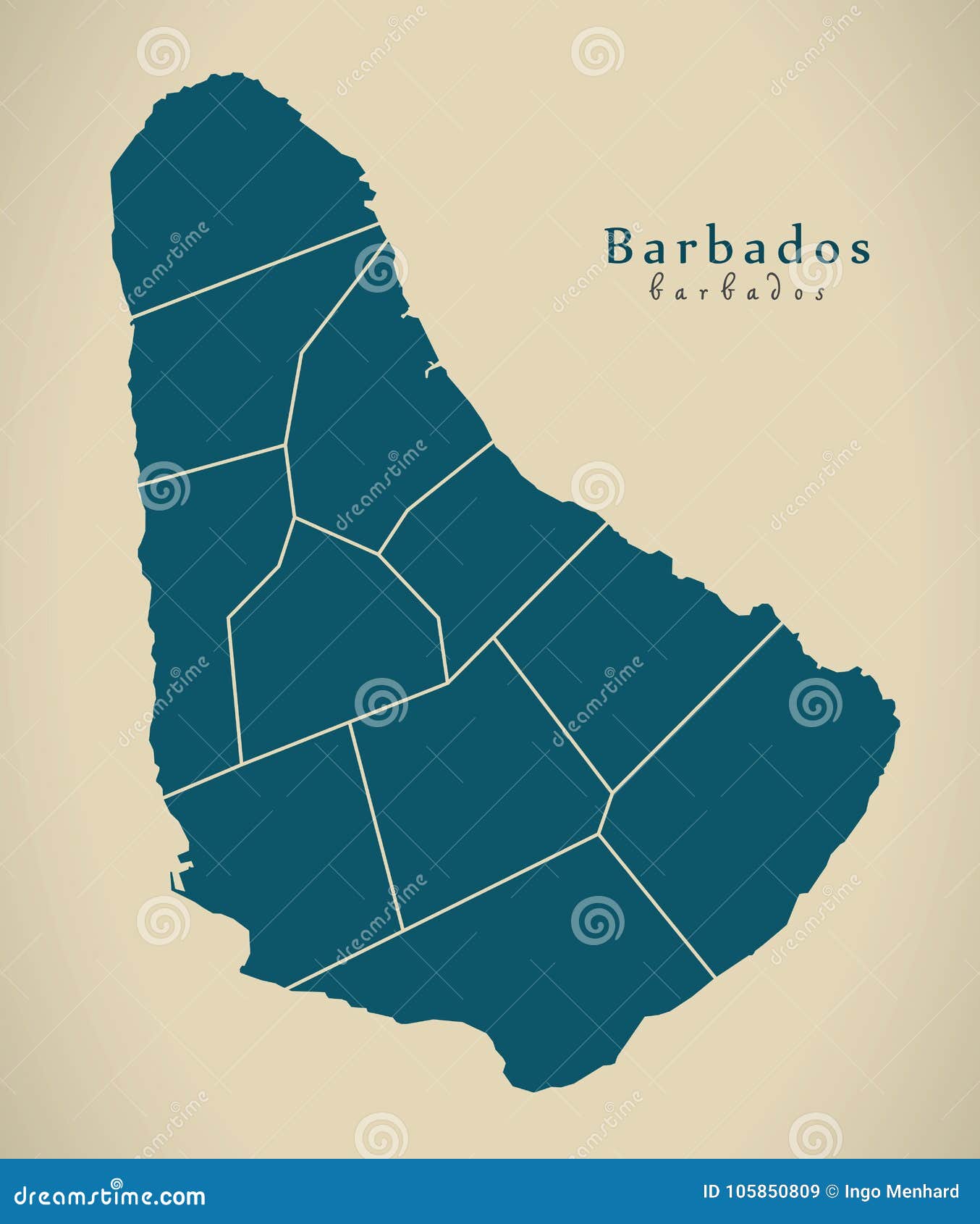 Modern Map Barbados Parishes Bb Illustration Modern Map Barbados Parishes Bb 105850809 