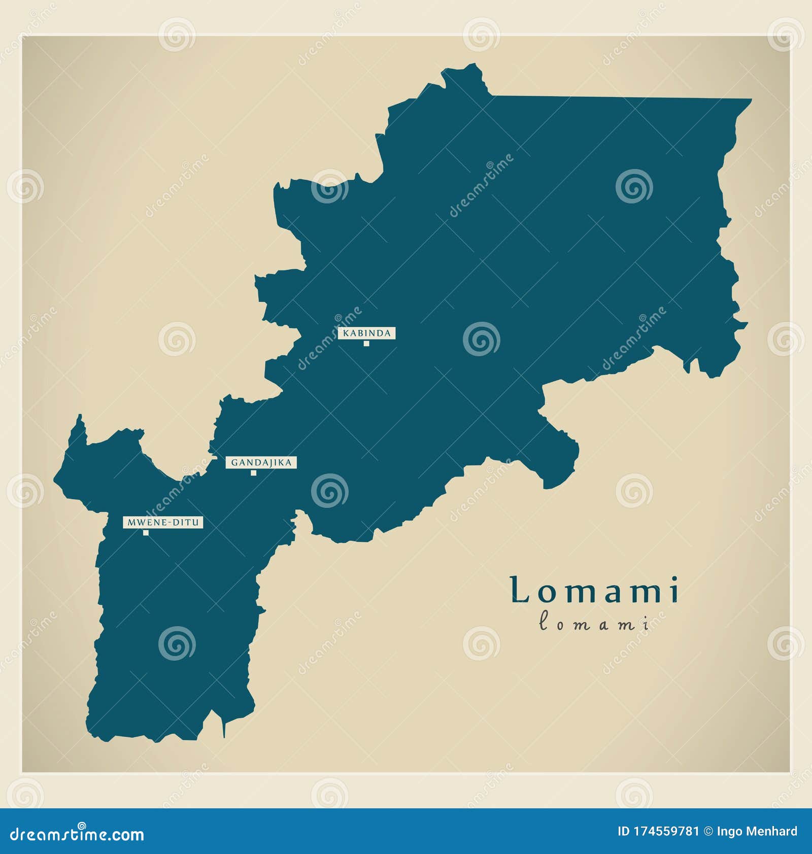 modern map - lomami province map of dr congo