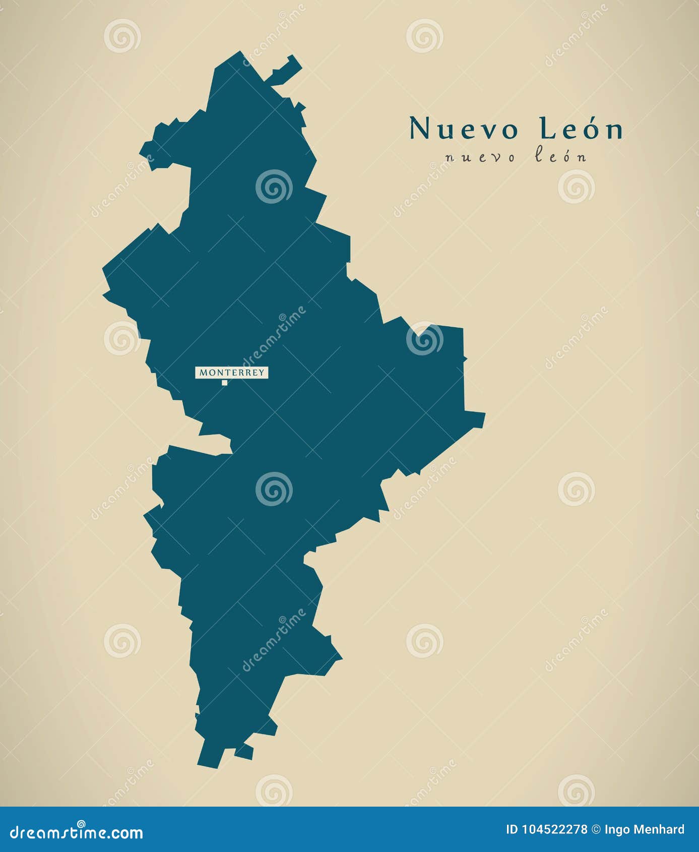 Modern Map Nuevo Leon Mexico Mx Stock Illustration