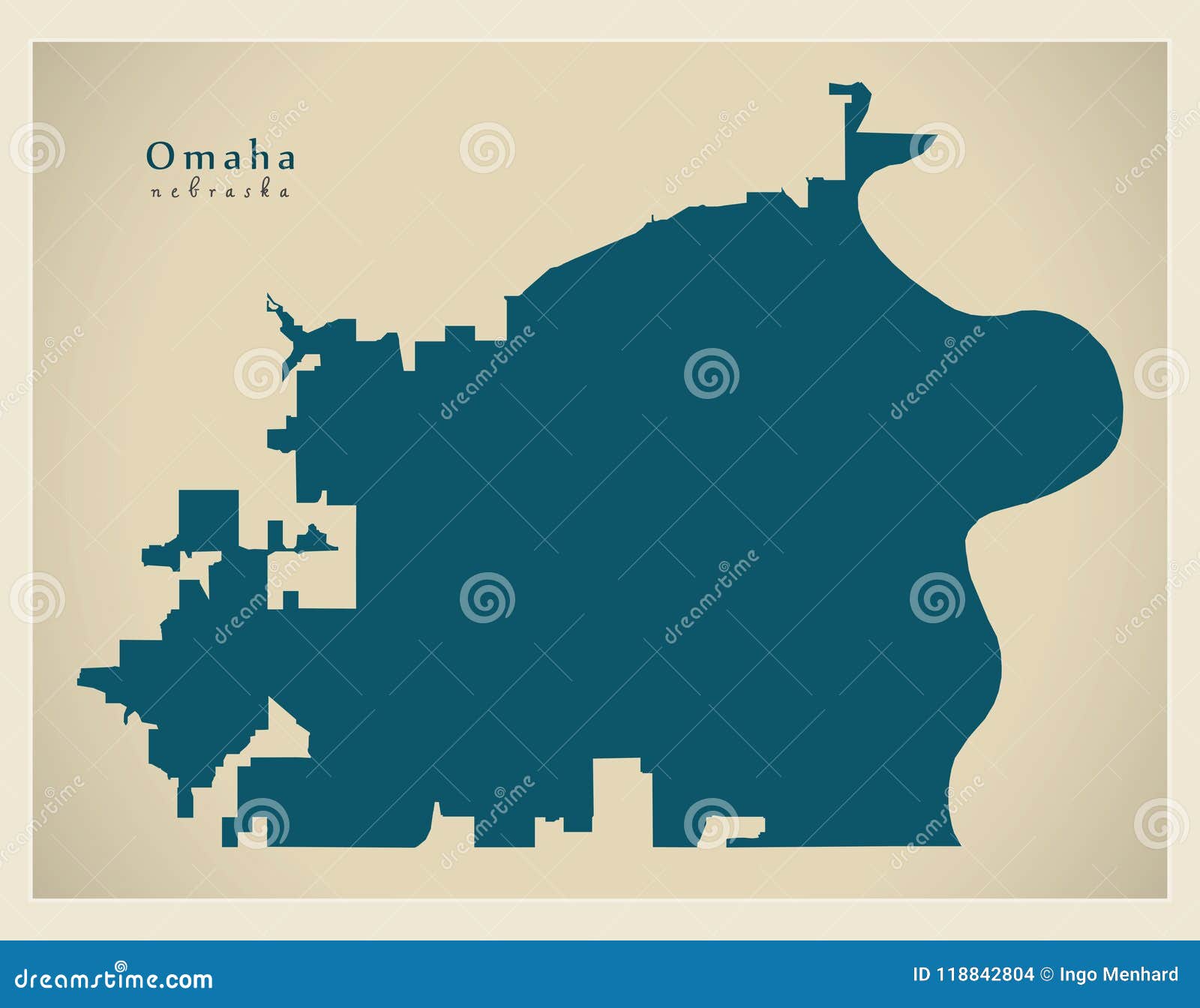 Modern Map Omaha Nebraska City of the USA Stock Vector Illustration