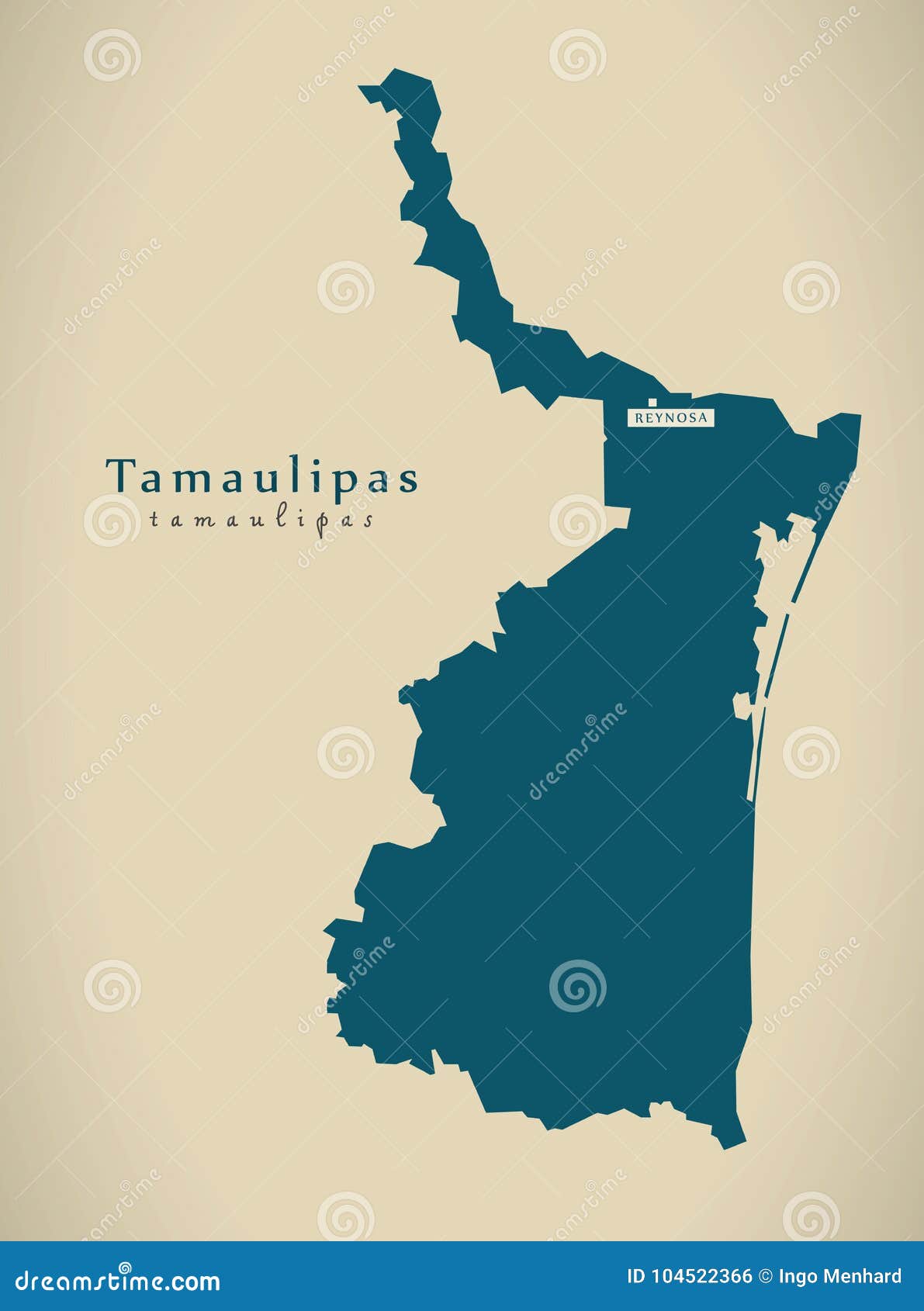 modern map - tamaulipas mexico mx