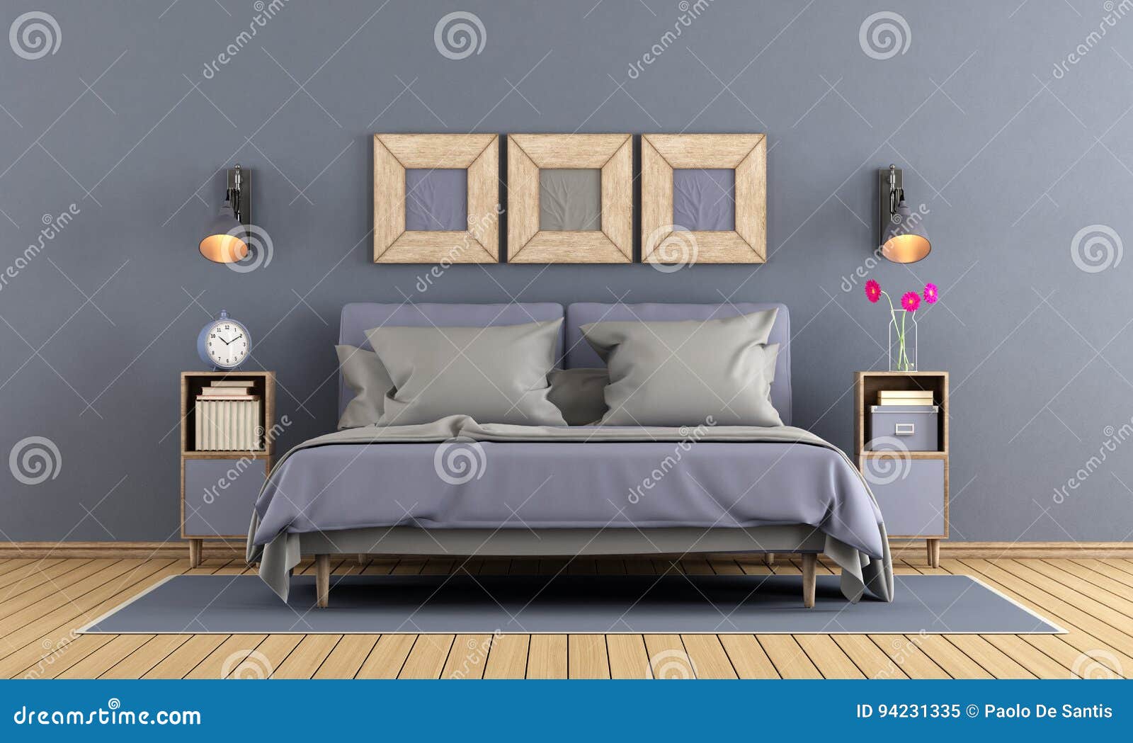 Modern Master Bedroom Stock Illustration Illustration Of