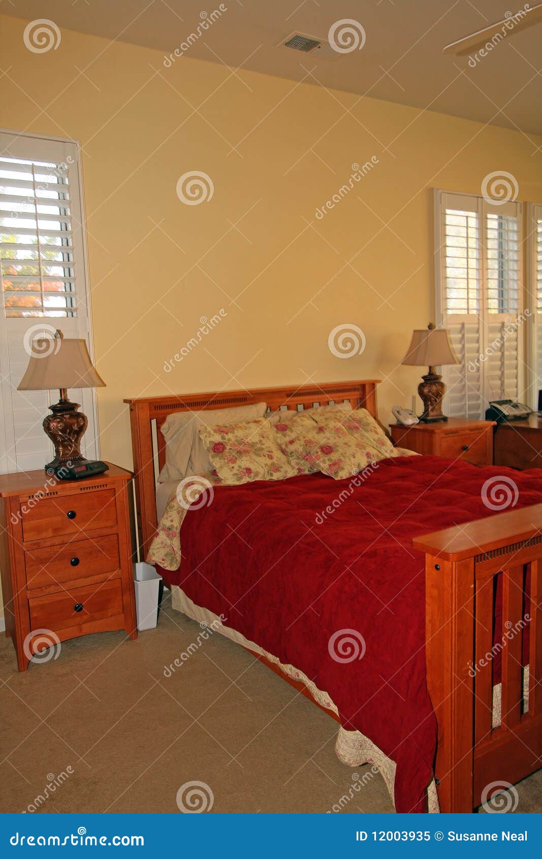 Modern Master Bedroom In Red Stock Image Image Of Bedspread Comforter 12003935
