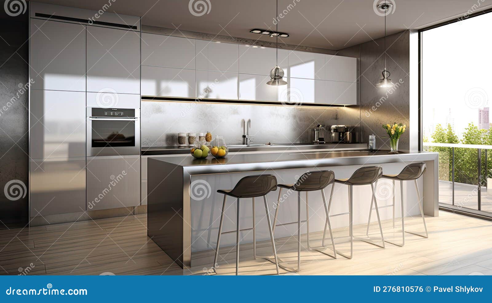 Modern Materials in the Interior of Kitchen. Natural Materials Stock