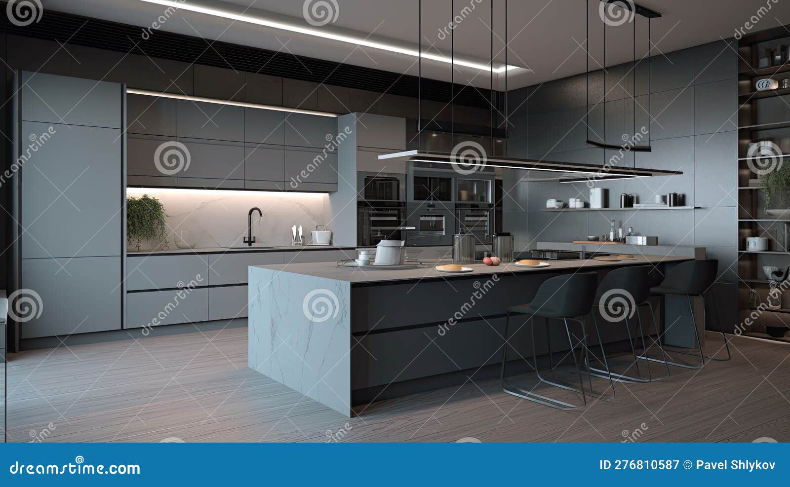 Modern Materials in the Interior of Kitchen. Natural Materials Stock