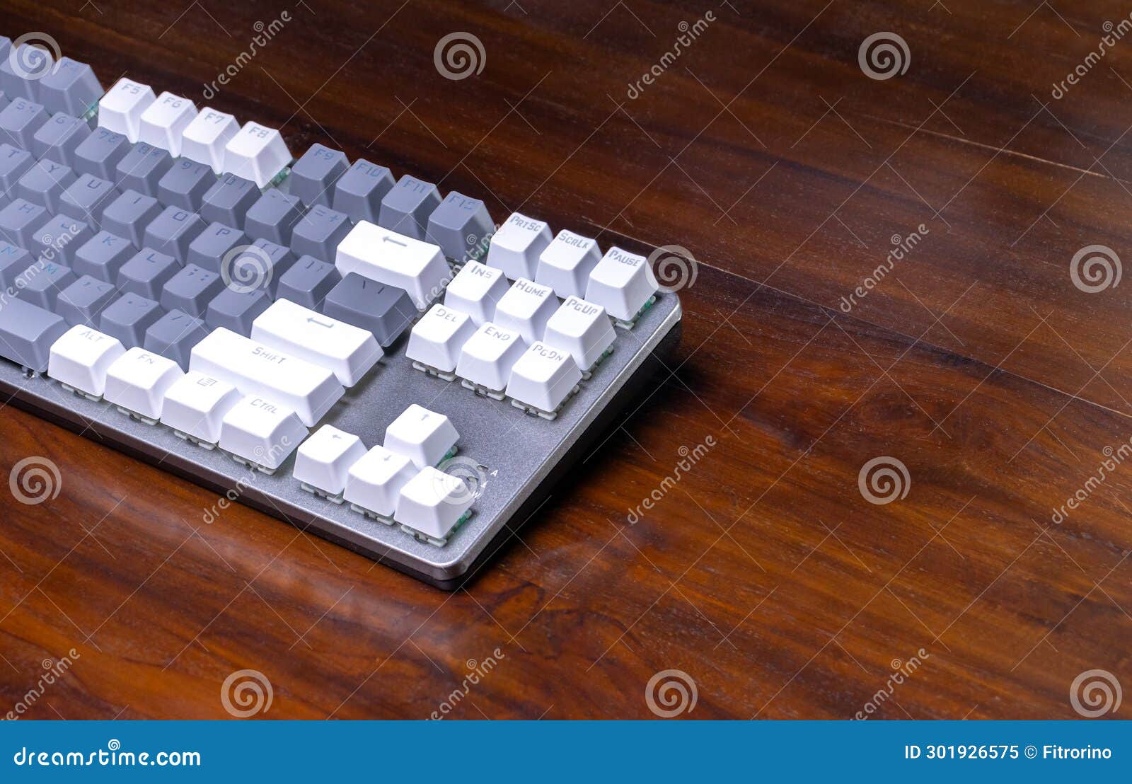 A Modern Mechanical Keyboard and Hands on a Wooden Table Stock Image