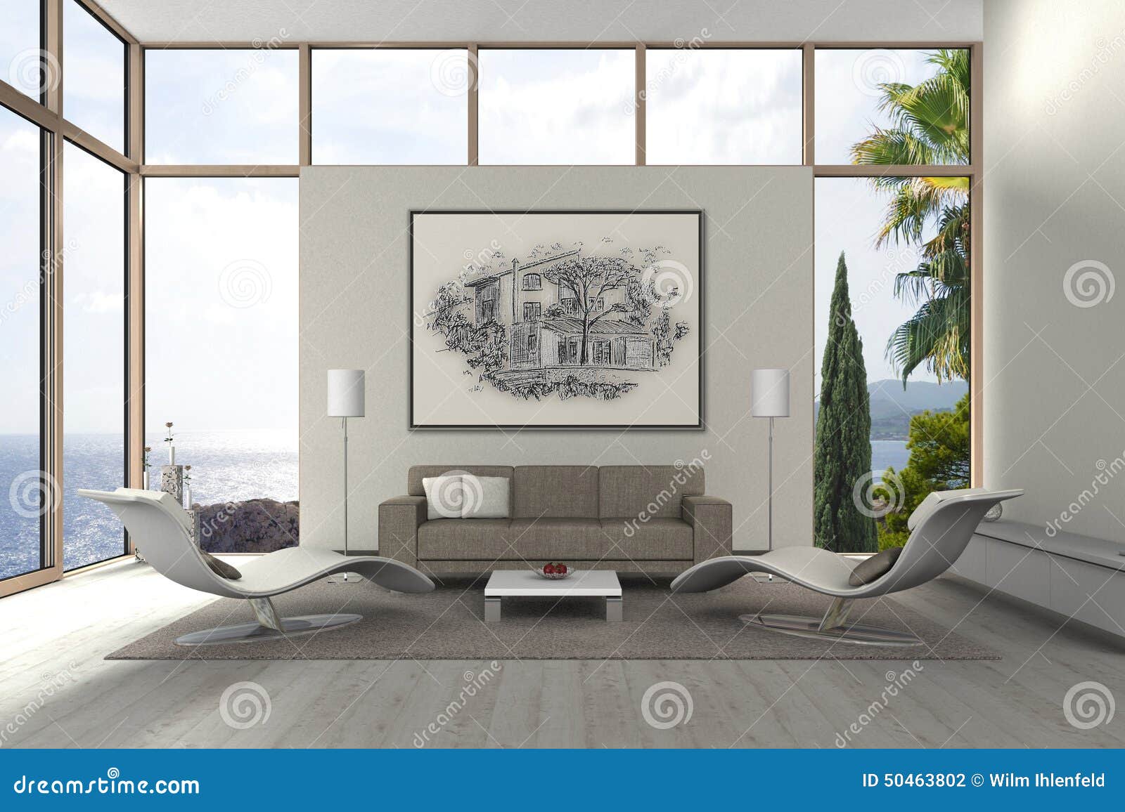 Modern Mediterranean Seaside Living Room Stock Photo Image 50463802