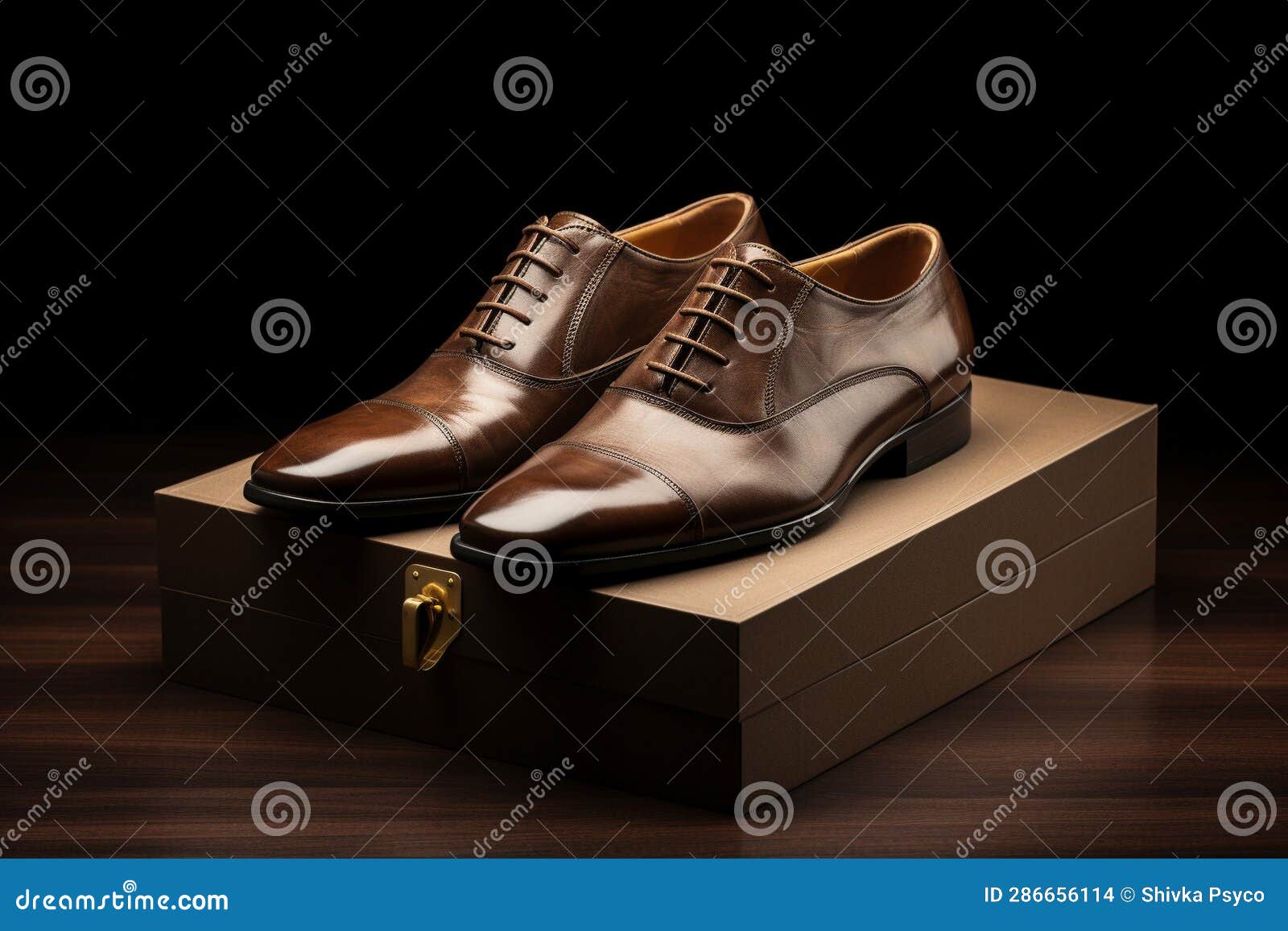 Free Photo  Elegant black leather shoes for men on black background photo  studio style ai generative