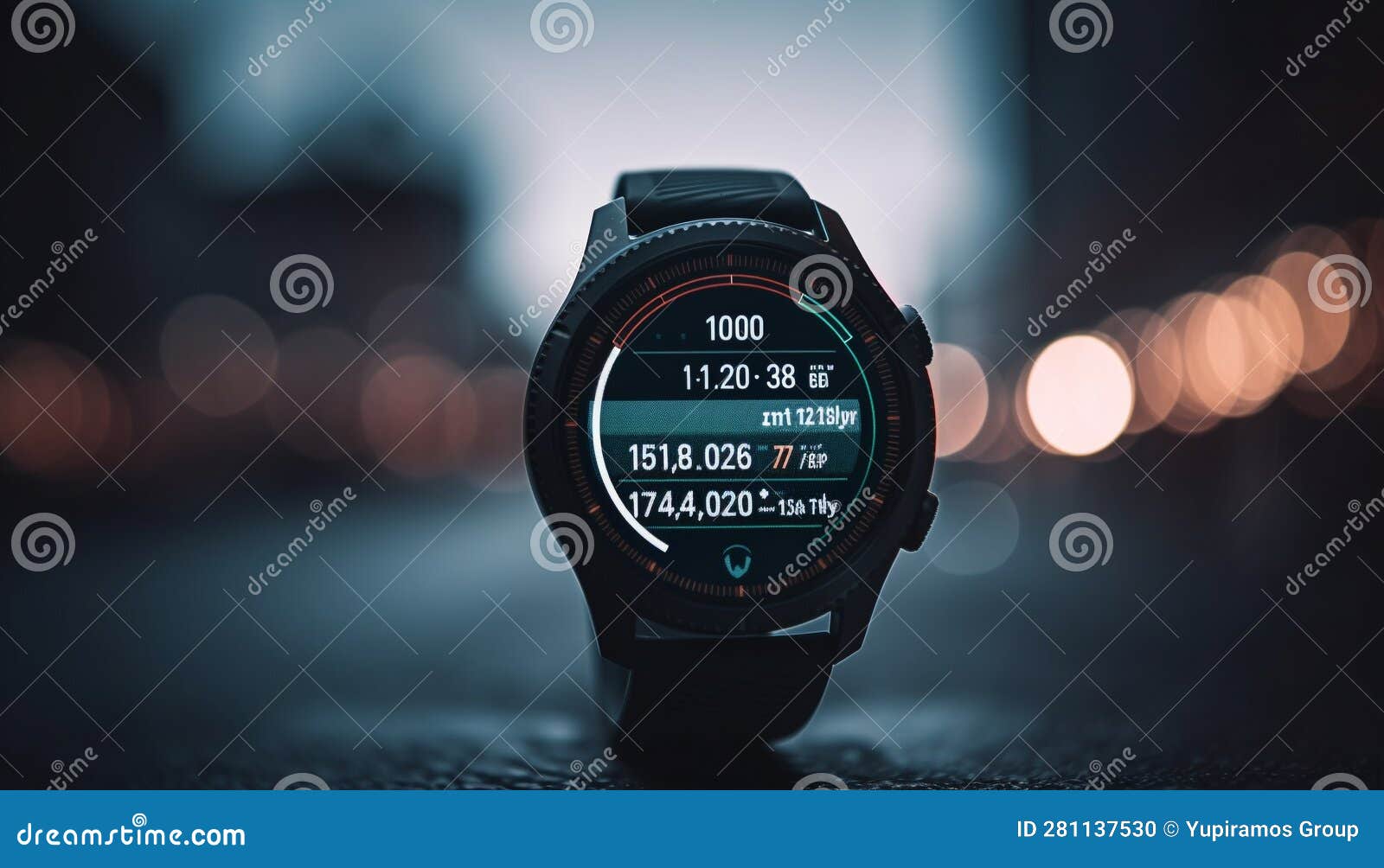Modern Men Watching Time on Futuristic Digital Wristwatch in Studio